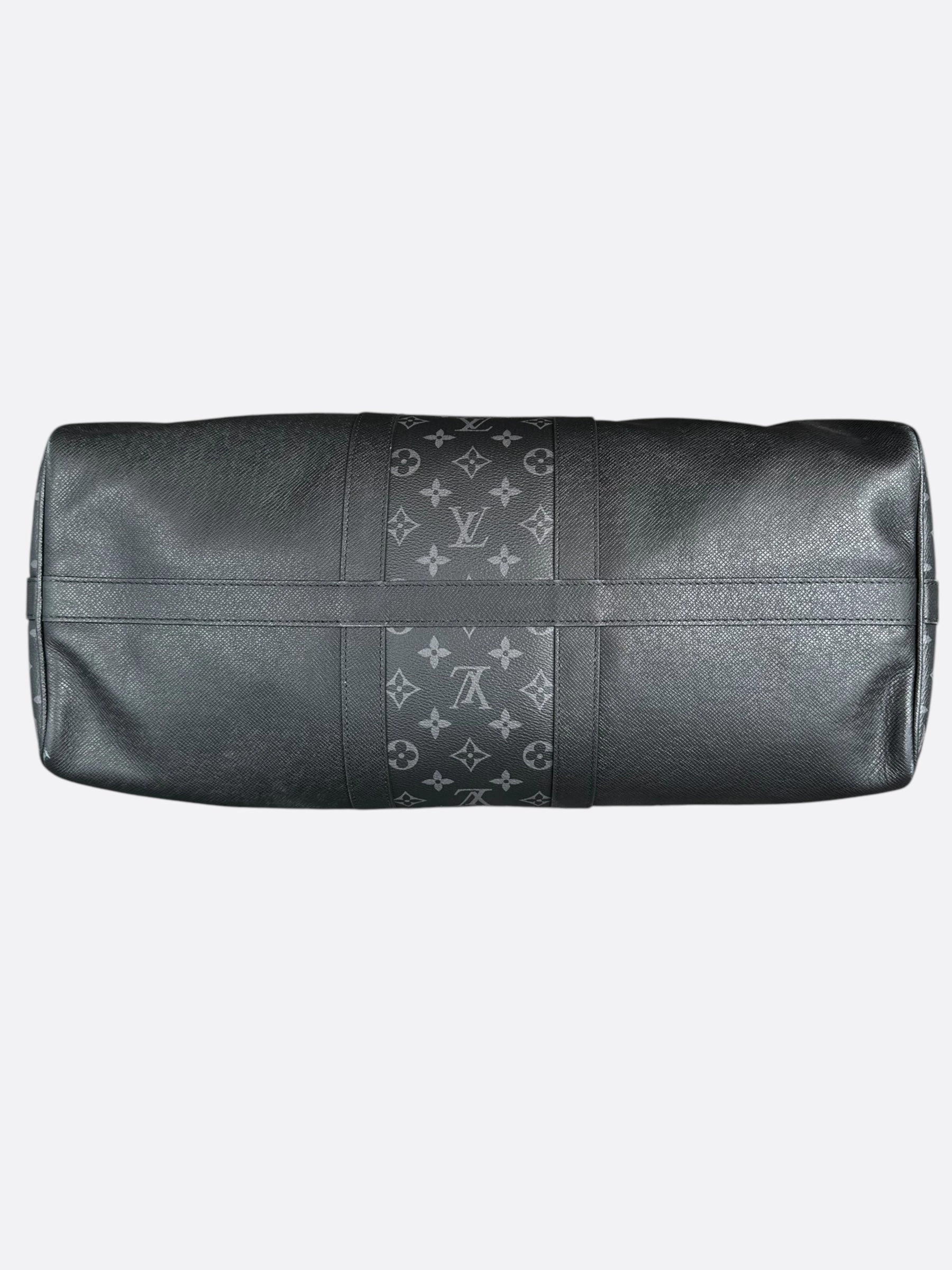 Louis Vuitton Black Taigarama Monogram Keepall 50