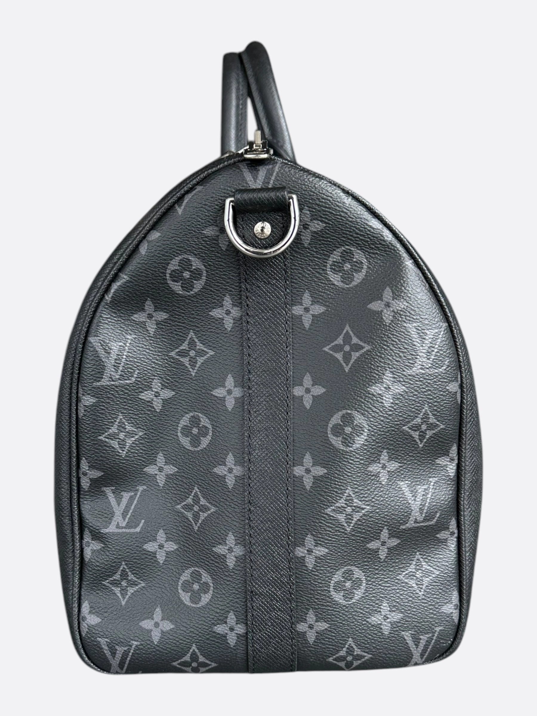 Louis Vuitton Black Taigarama Monogram Keepall 50