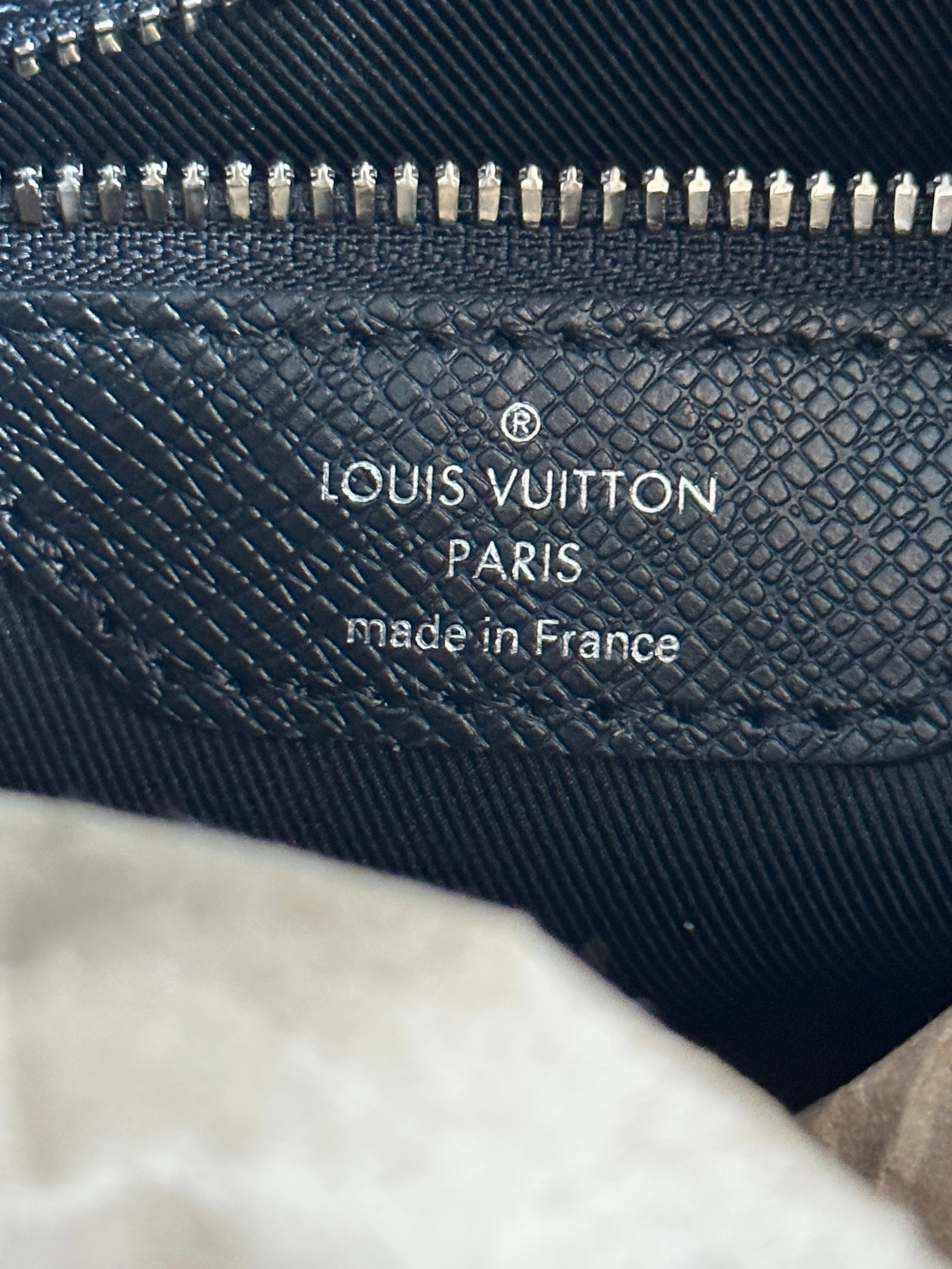 Louis Vuitton Black Taigarama Monogram Keepall 50