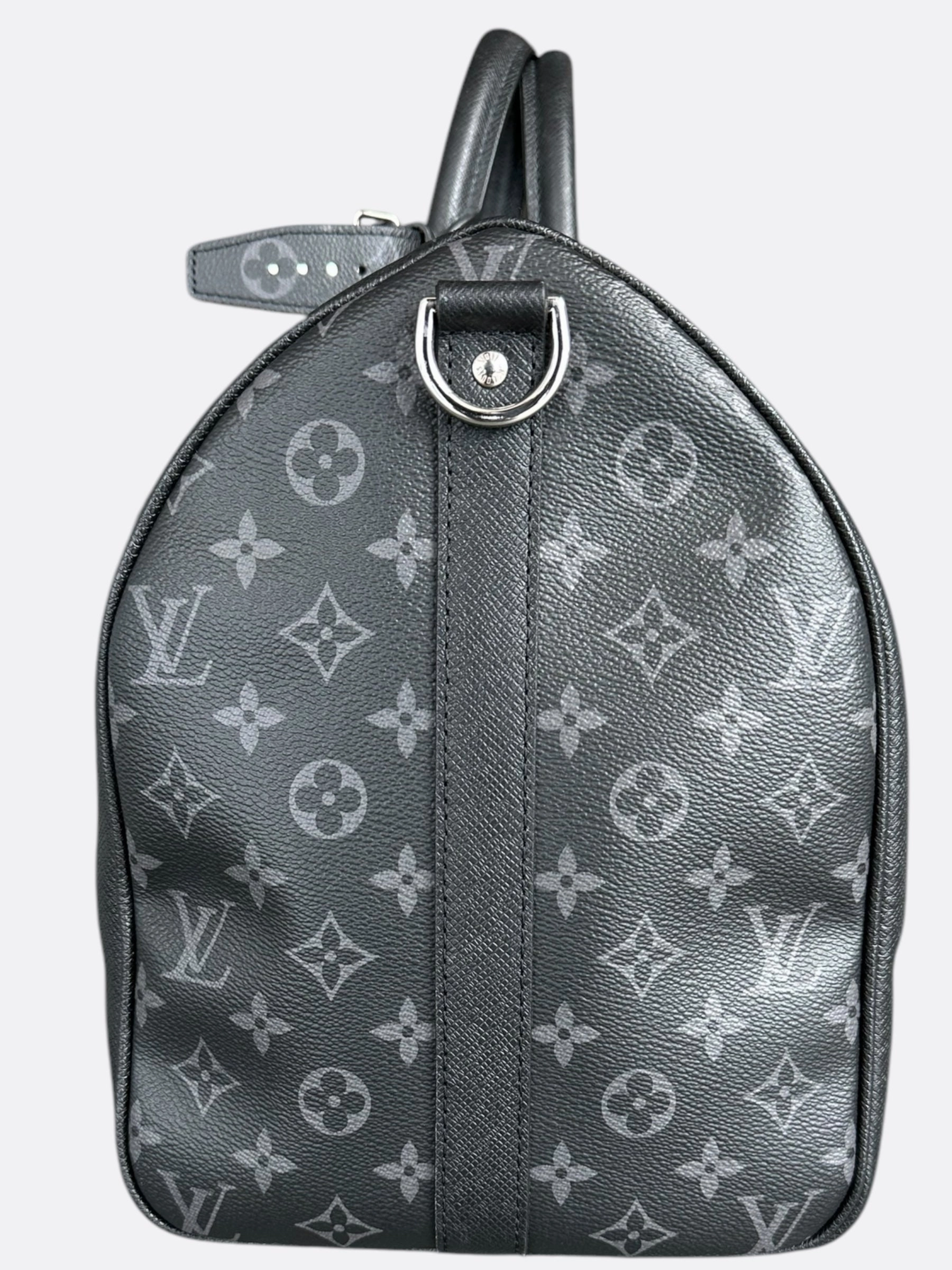 Louis Vuitton Black Taigarama Monogram Keepall 50