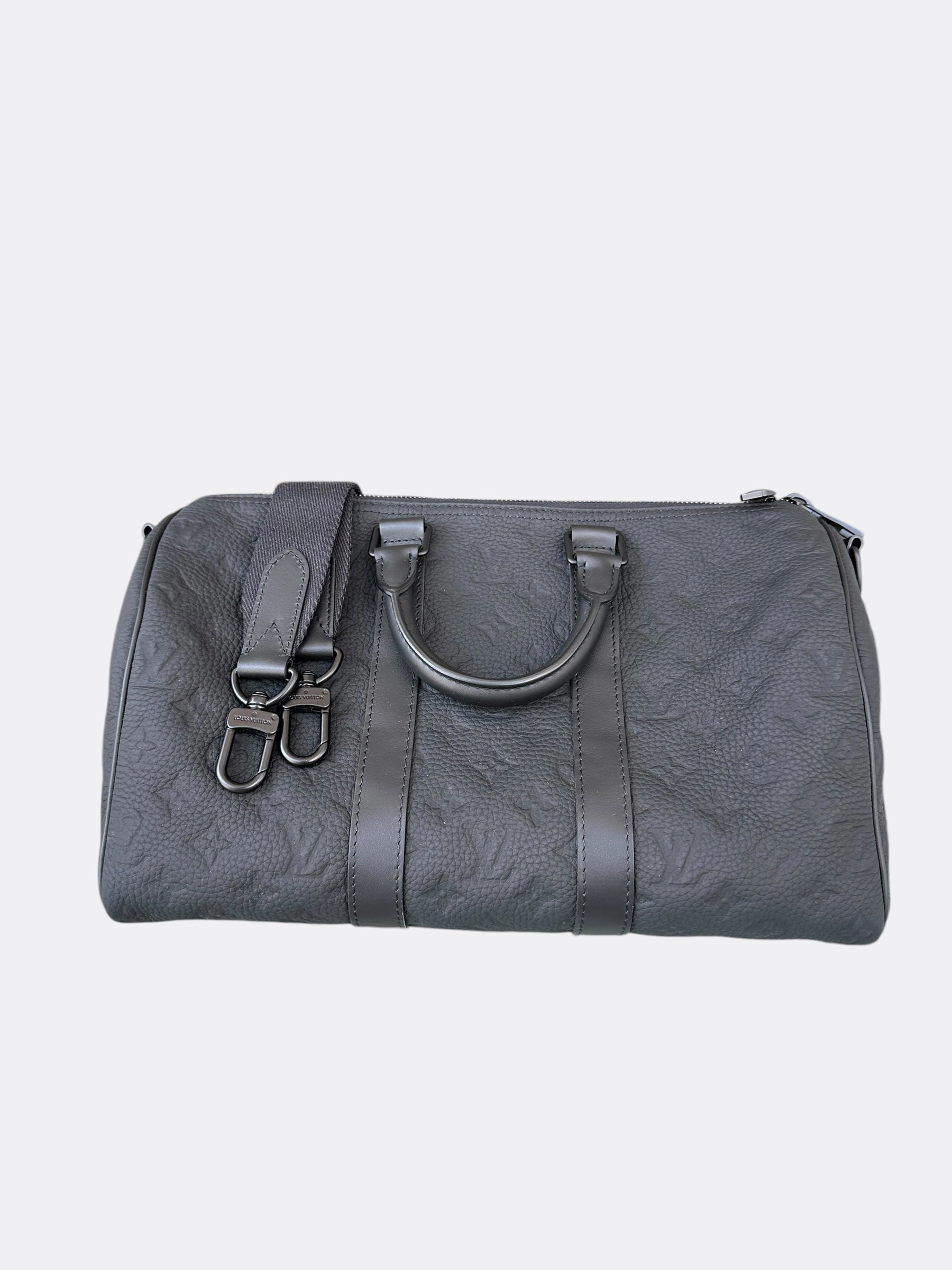 Louis Vuitton Black Taurillon Monogram Keepall 35