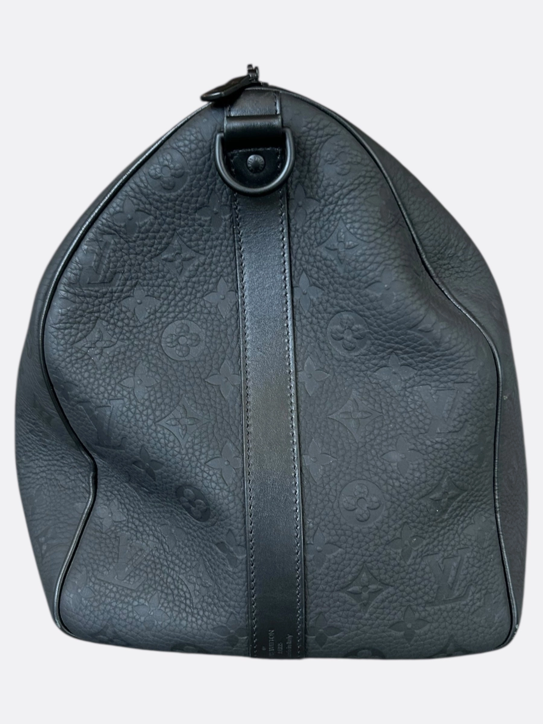 Louis Vuitton Black Taurillon Monogram Keepall 50