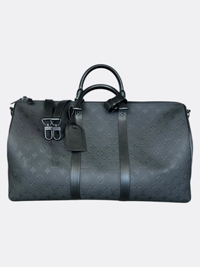 Louis Vuitton Black Taurillon Monogram Keepall 50