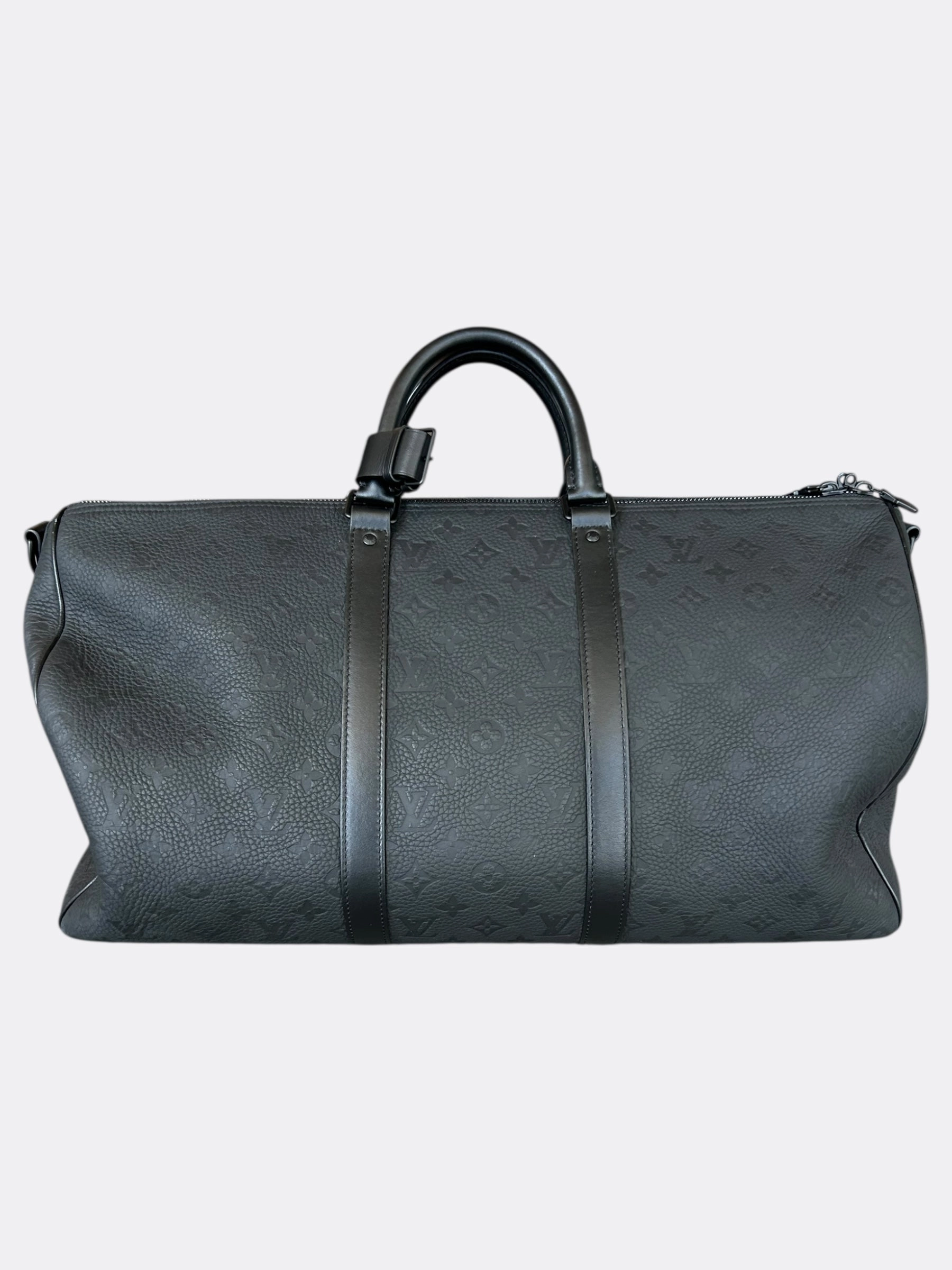 Louis Vuitton Black Taurillon Monogram Keepall 50