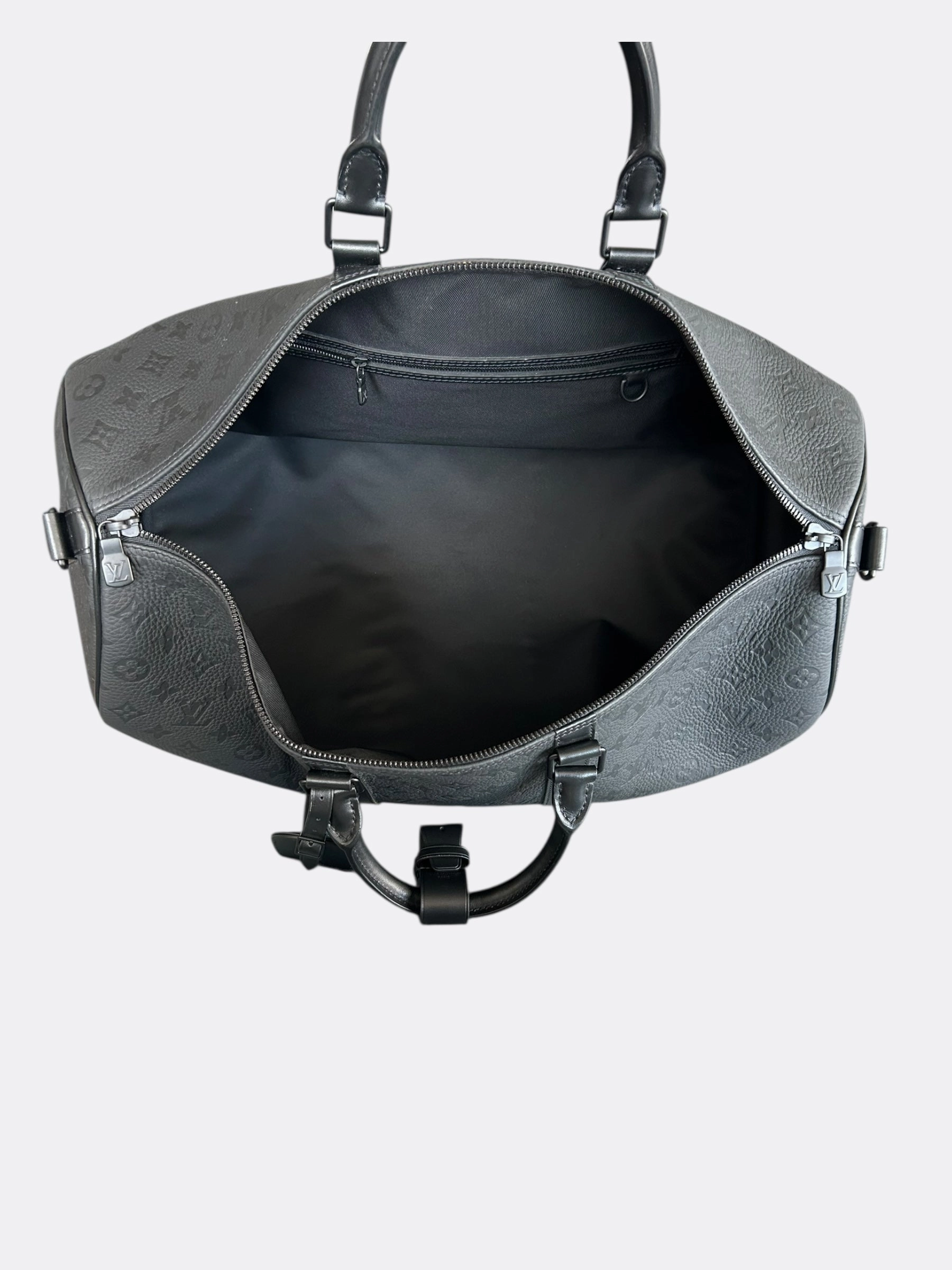 Louis Vuitton Black Taurillon Monogram Keepall 50