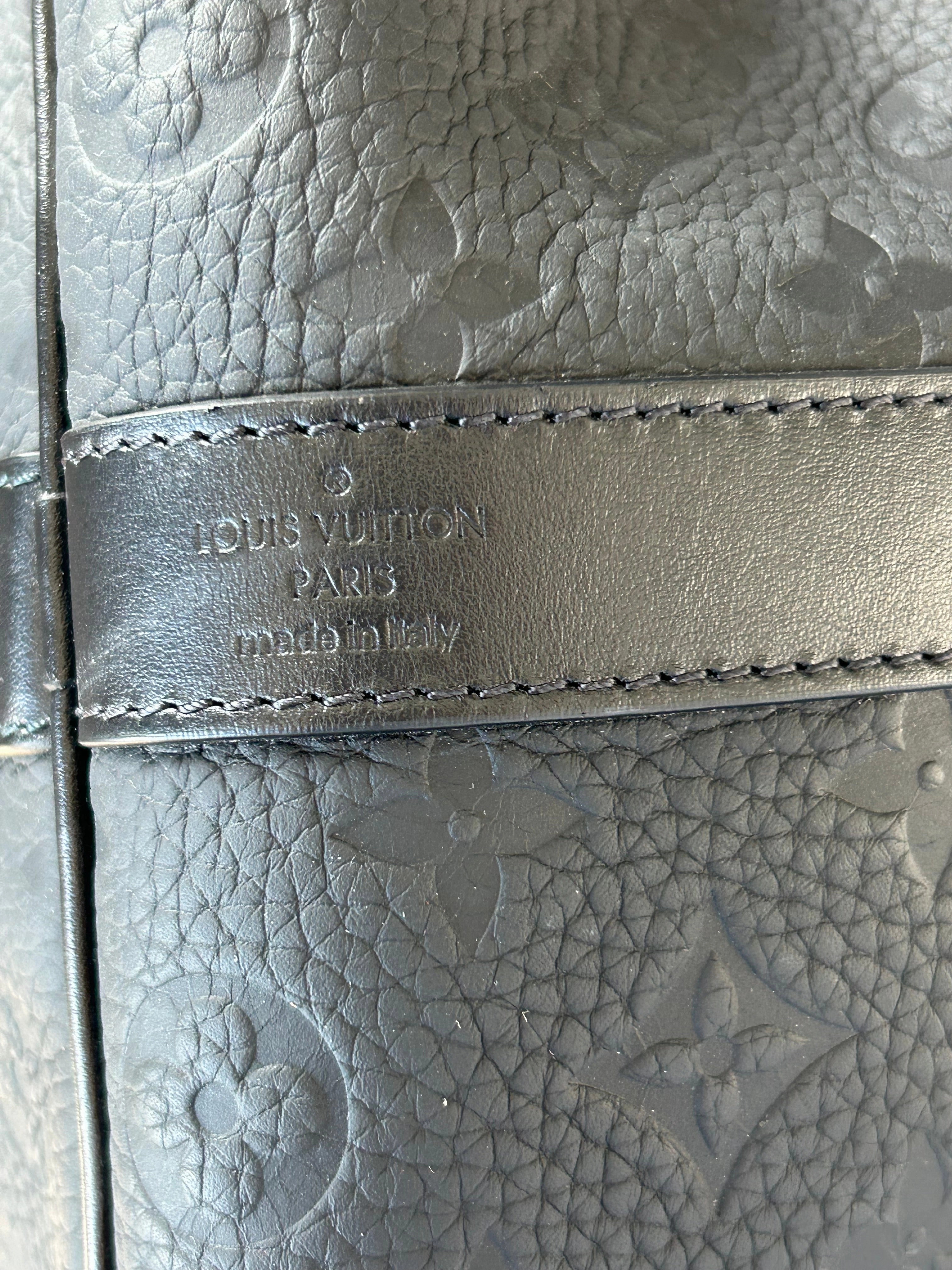 Louis Vuitton Black Taurillon Monogram Keepall 50