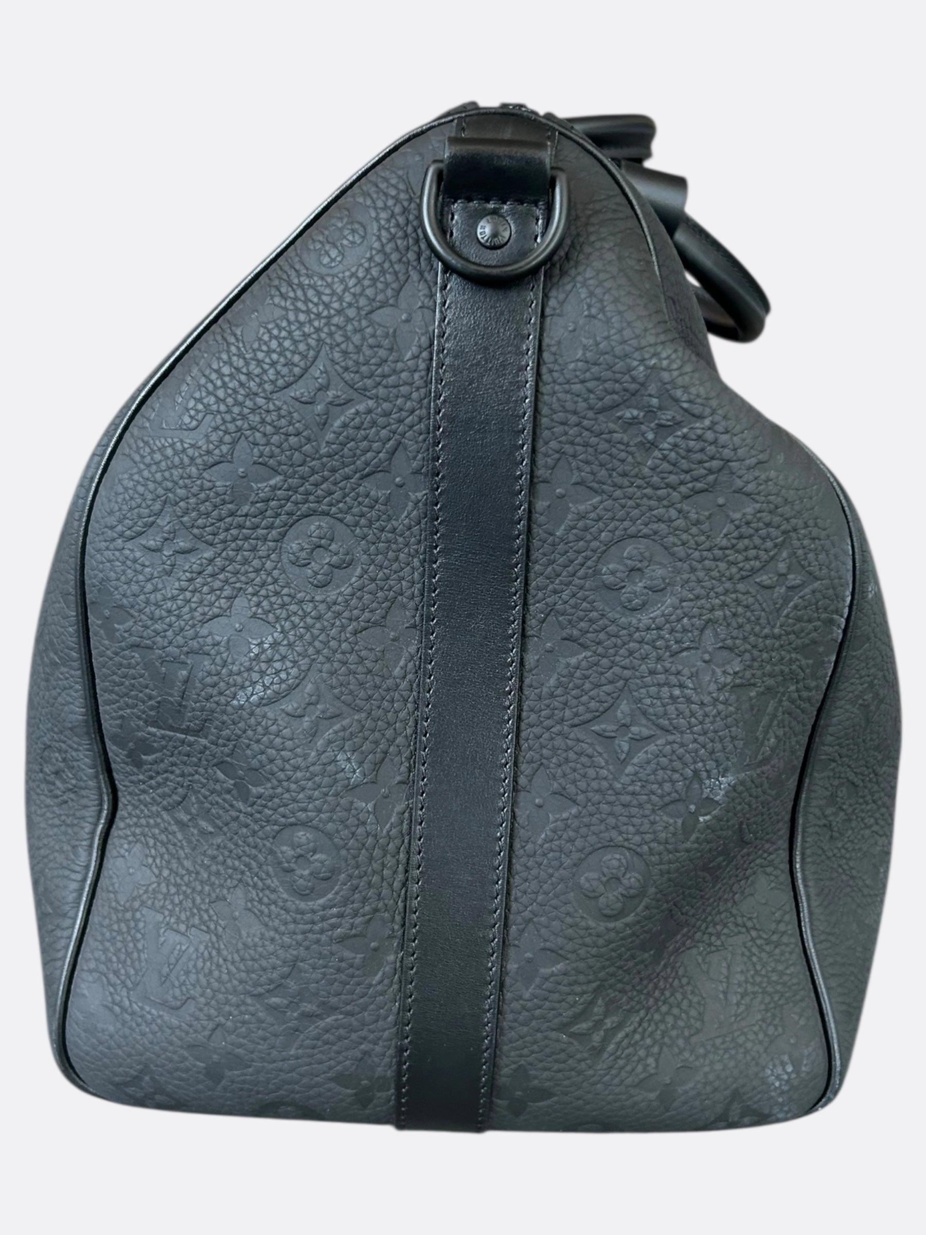 Louis Vuitton Black Taurillon Monogram Keepall 50