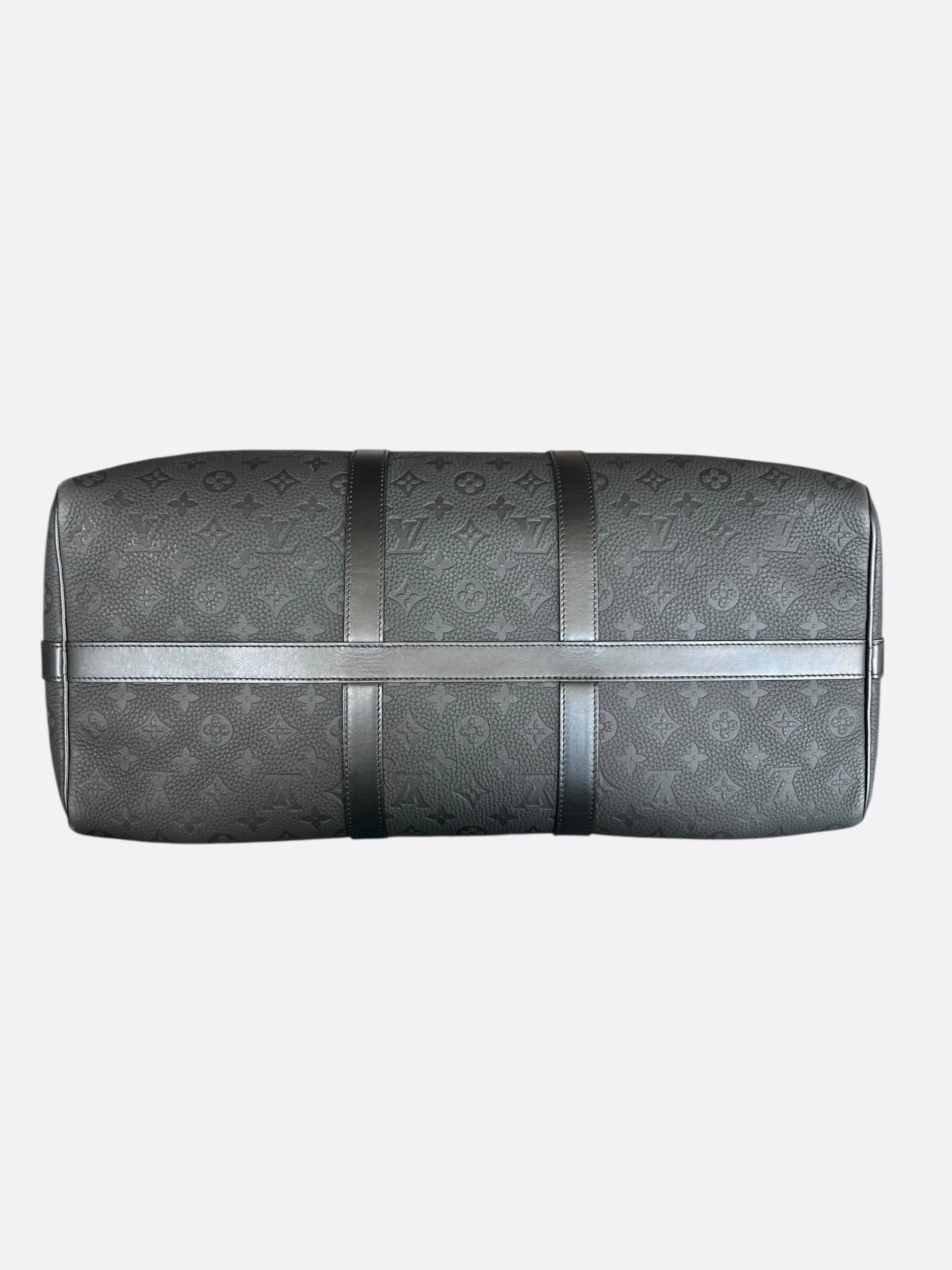 Louis Vuitton Black Taurillon Monogram Keepall 50