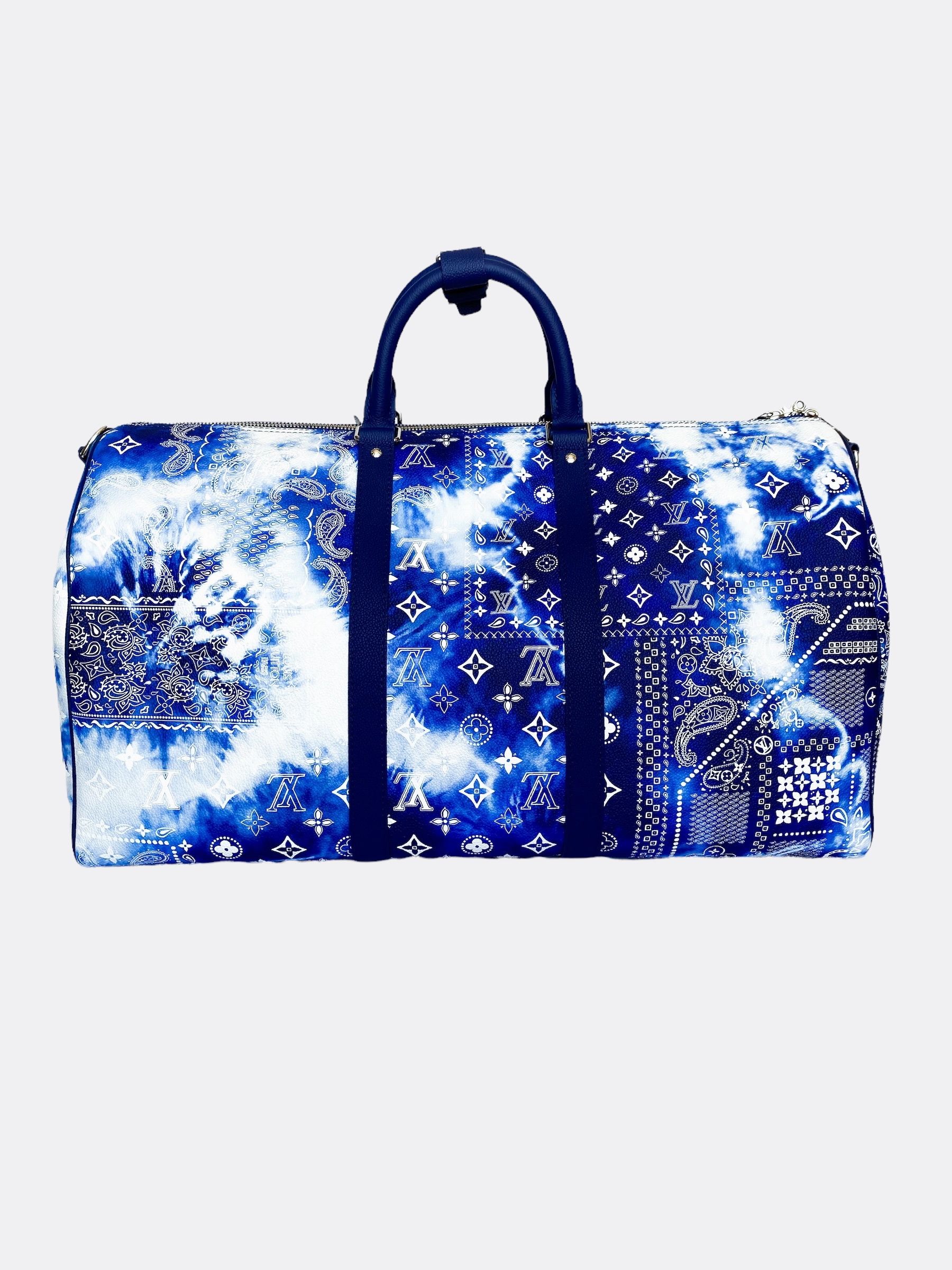 Louis Vuitton Blue Bandana Monogram Keepall 50