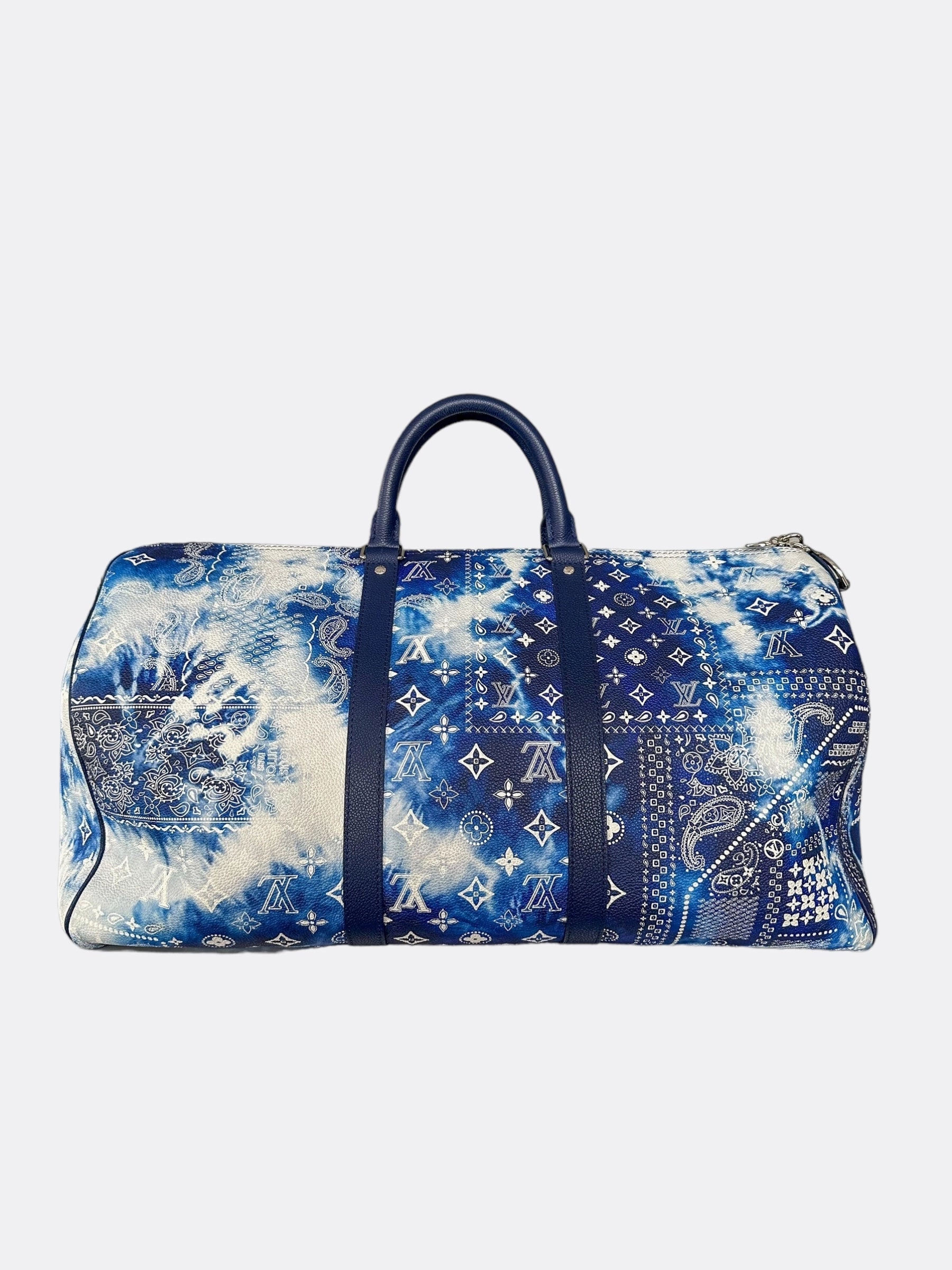 Louis Vuitton Blue Bandana Monogram Keepall 50