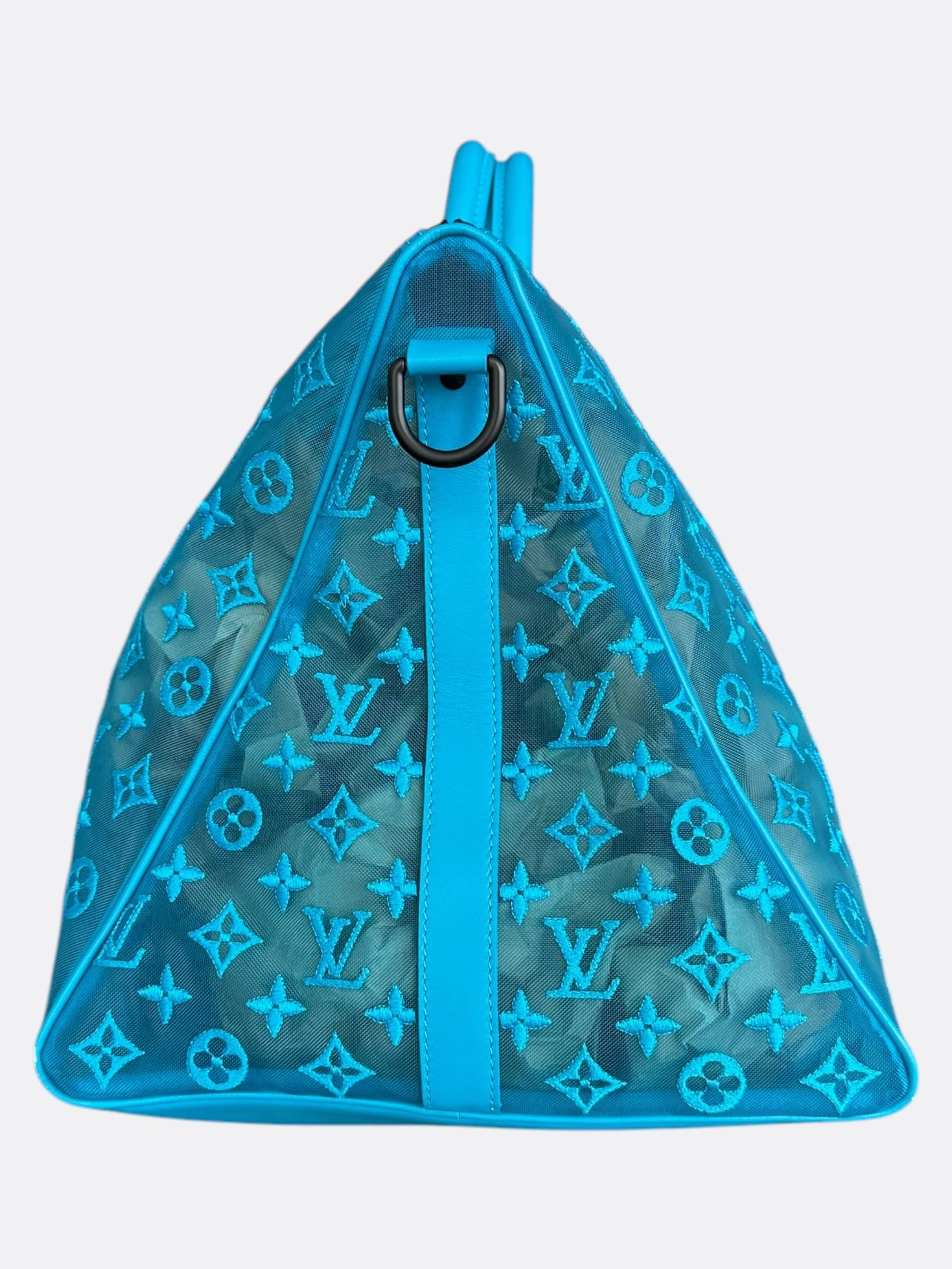 Louis Vuitton Blue Mesh Monogram Triangle Keepall 50