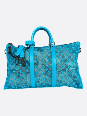 Louis Vuitton Blue Mesh Monogram Triangle Keepall 50