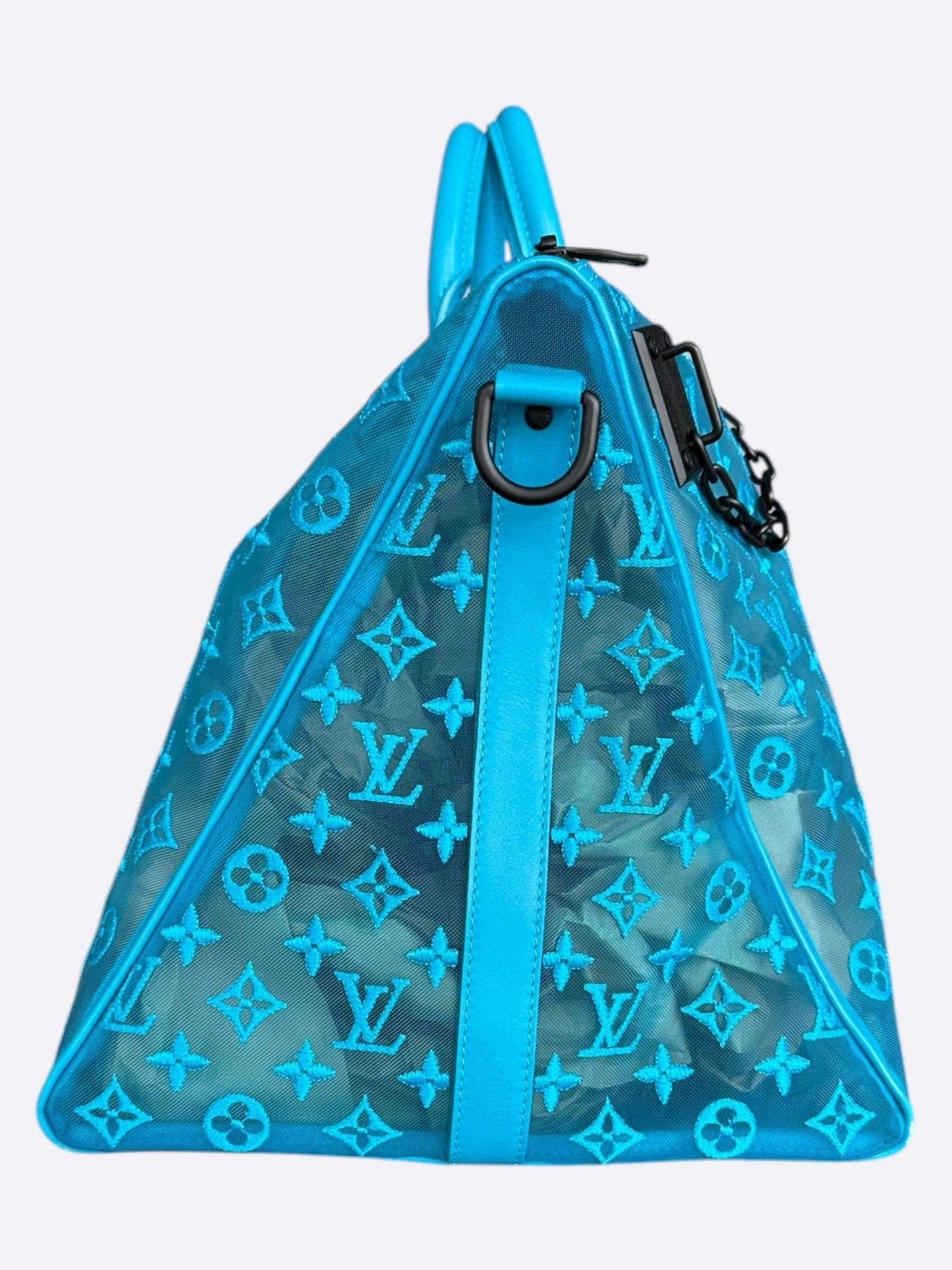 Louis Vuitton Blue Mesh Monogram Triangle Keepall 50