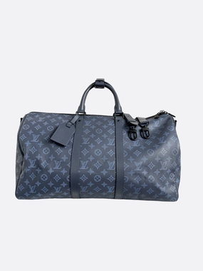 Louis Vuitton Blue Shadow Leather Monogram Keepall 50