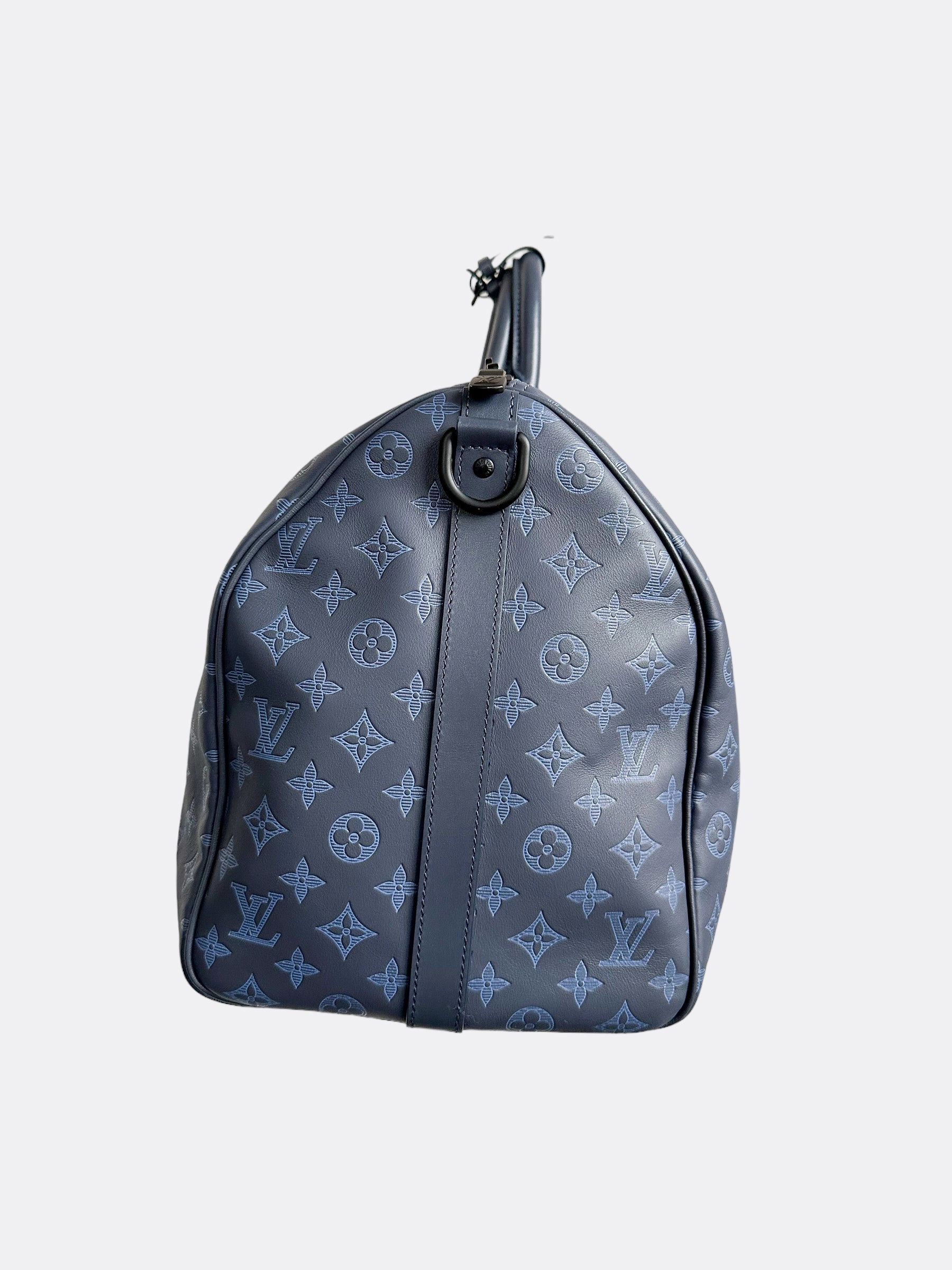 Louis Vuitton Blue Shadow Leather Monogram Keepall 50