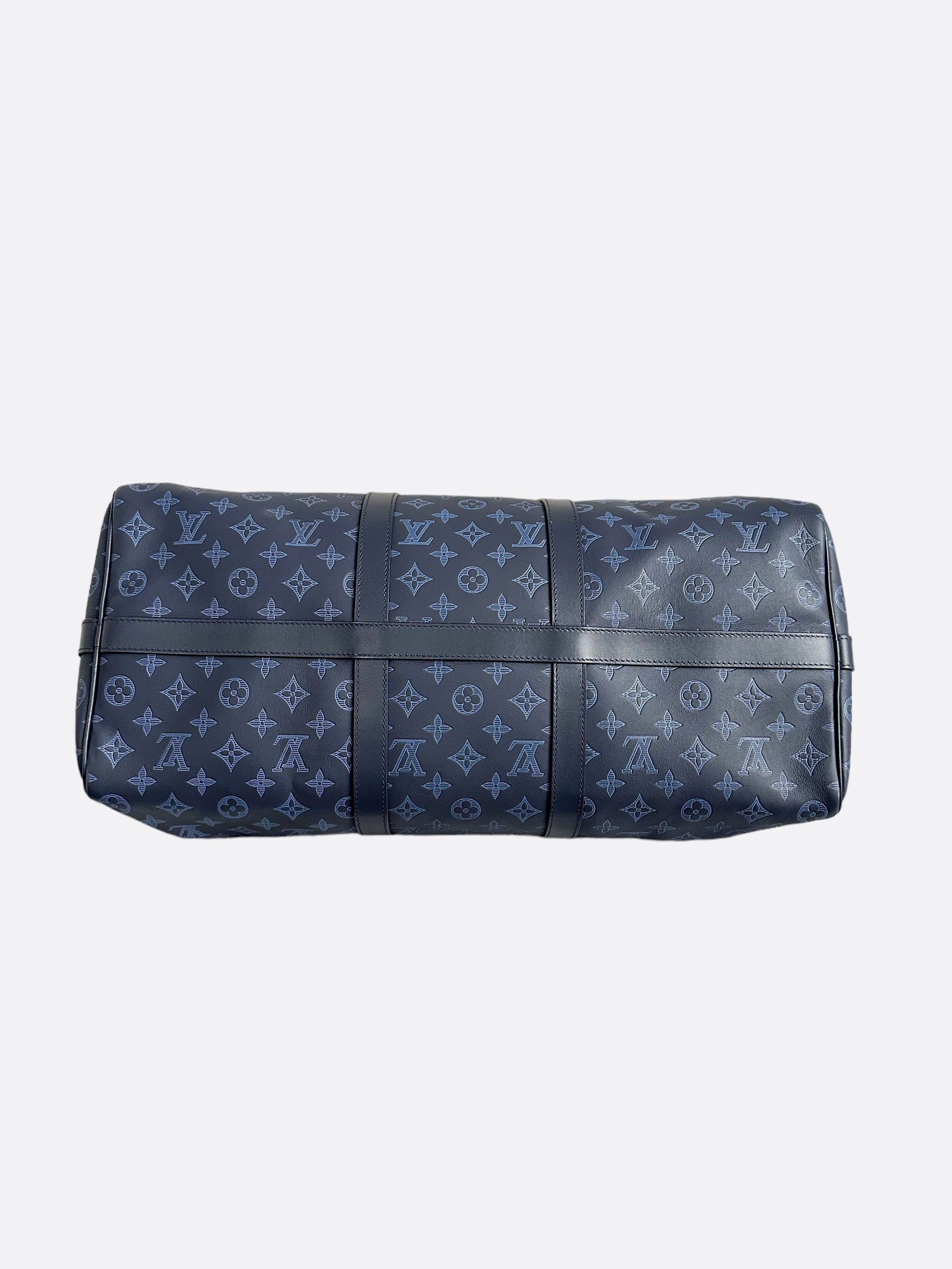 Louis Vuitton Blue Shadow Leather Monogram Keepall 50