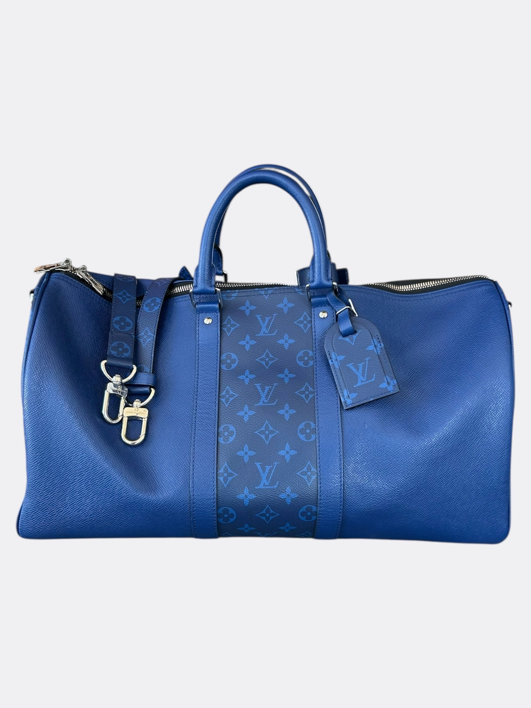 Louis Vuitton Blue Taigarama Monogram Keepall 50