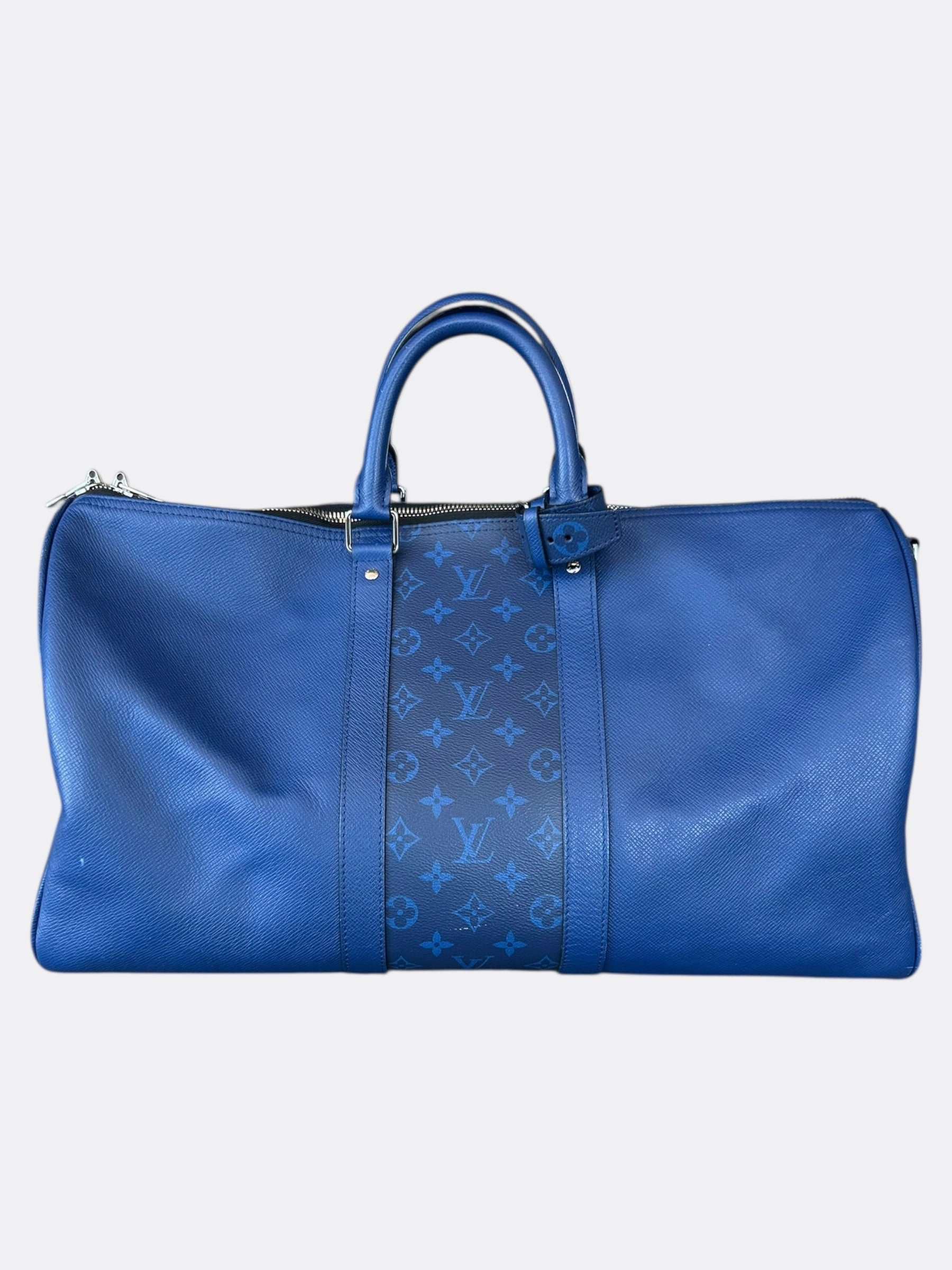 Louis Vuitton Blue Taigarama Monogram Keepall 50