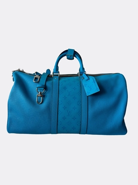Louis Vuitton Blue Taigarama Monogram Keepall 50