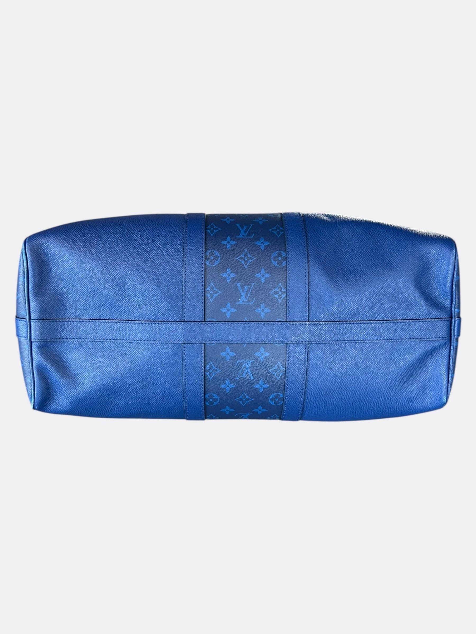 Louis Vuitton Blue Taigarama Monogram Keepall 50