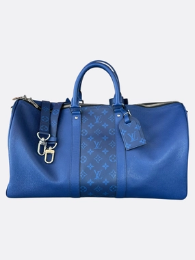 Louis Vuitton Blue Taigarama Monogram Keepall 50