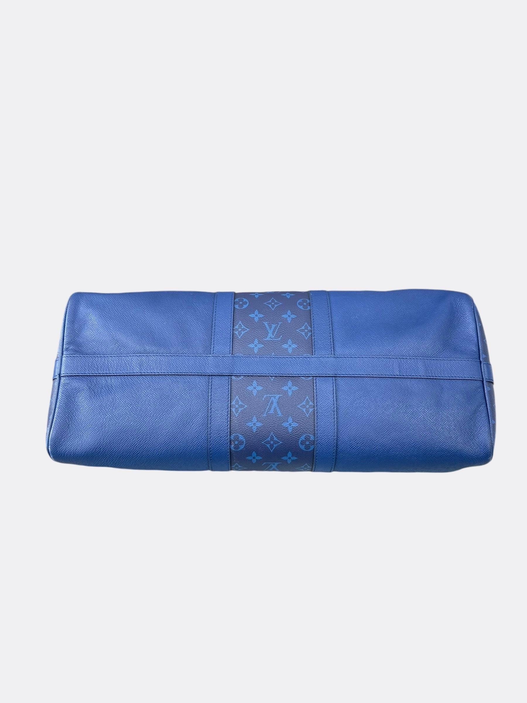 Louis Vuitton Blue Taigarama Monogram Keepall 50