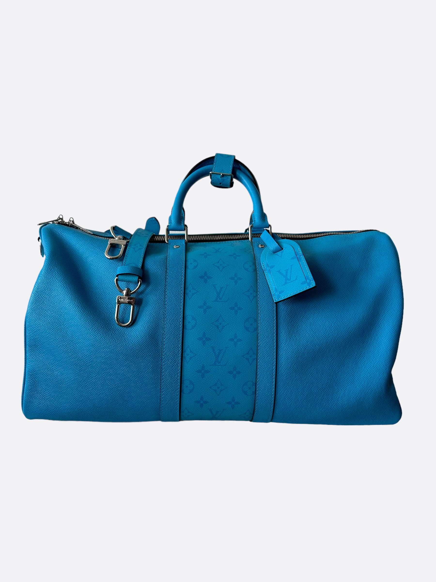 Louis Vuitton Blue Taigarama Monogram Keepall 50