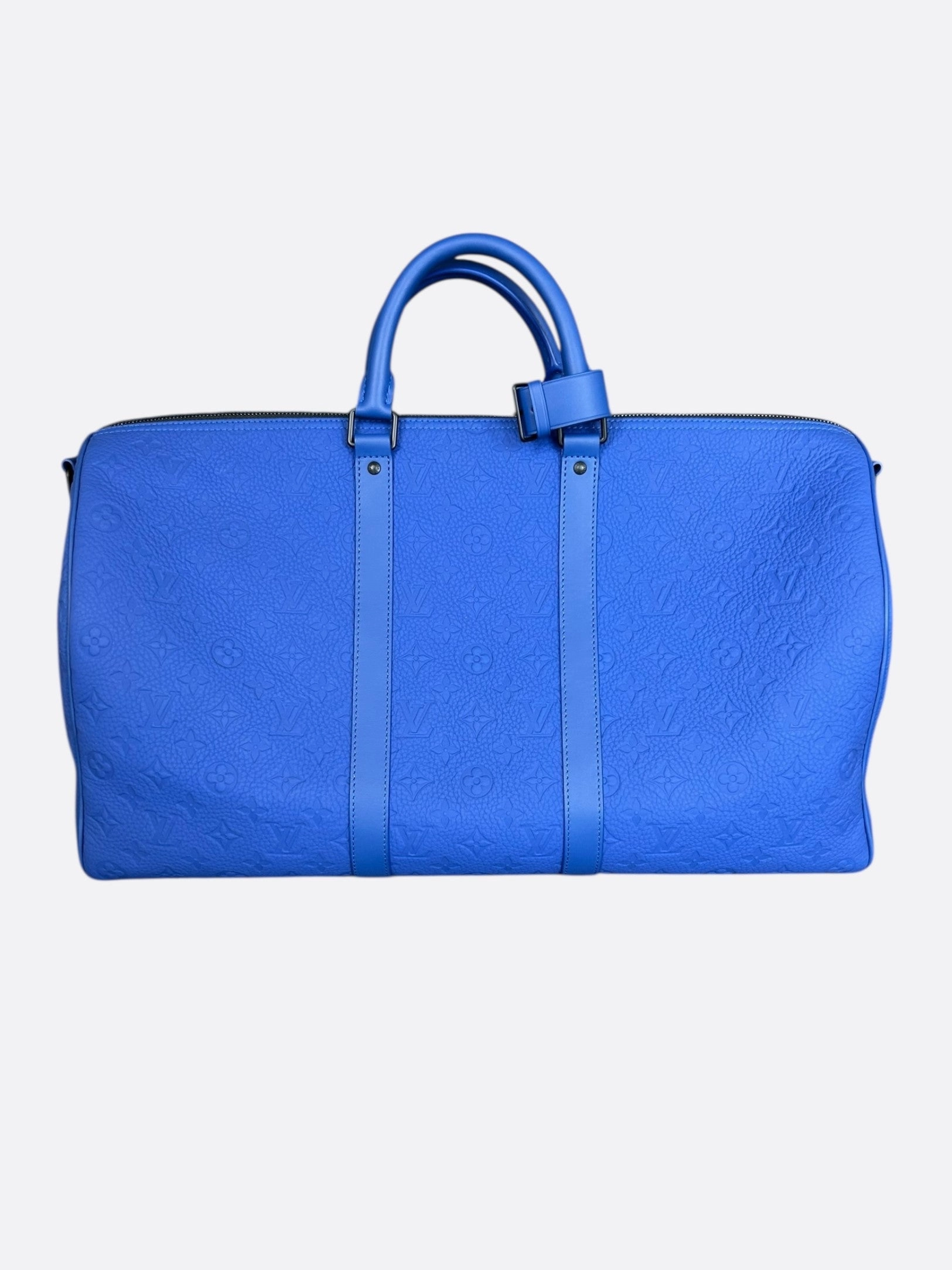 Louis Vuitton Blue Taurillon Monogram Keepall 50