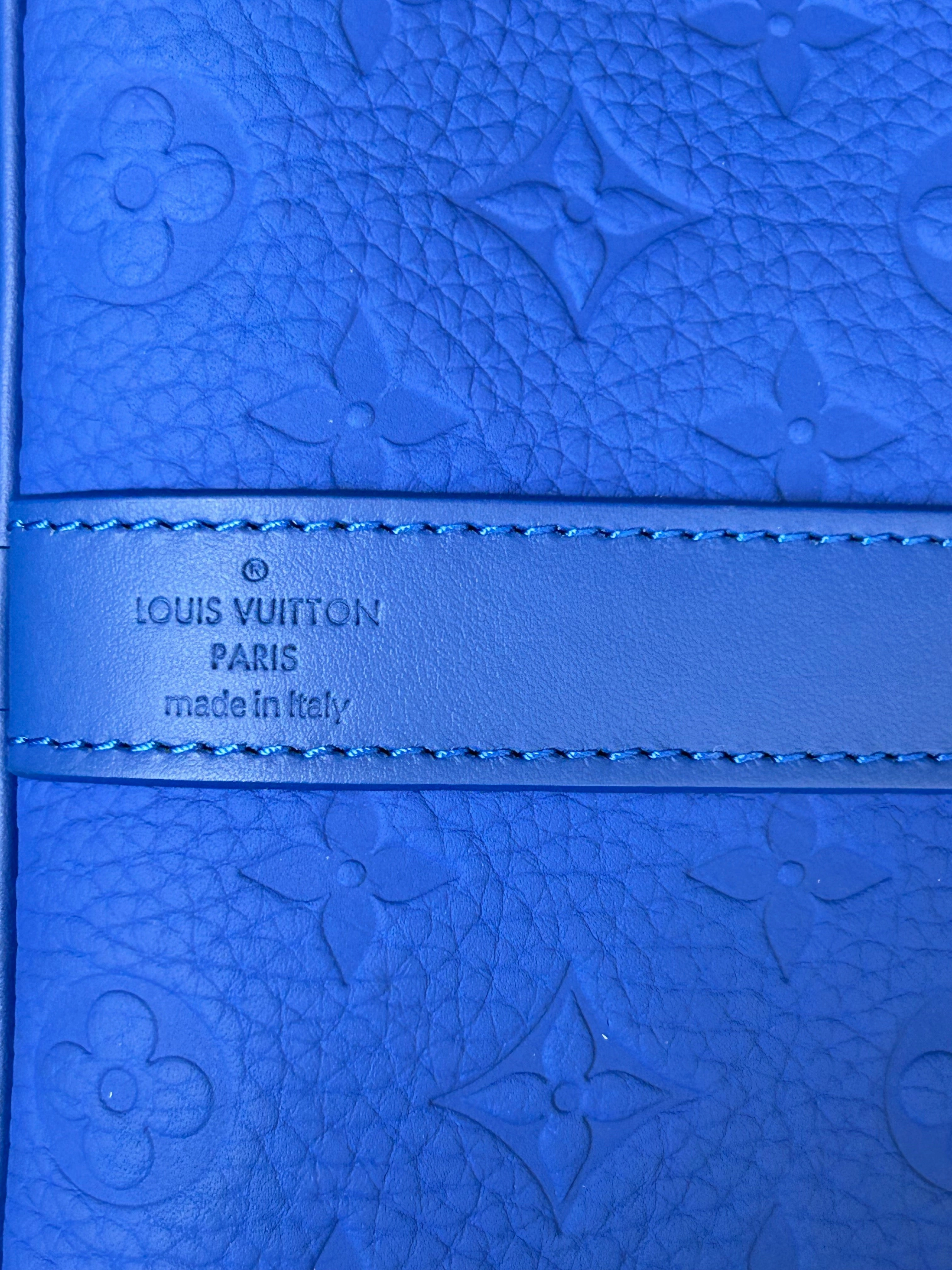 Louis Vuitton Blue Taurillon Monogram Keepall 50