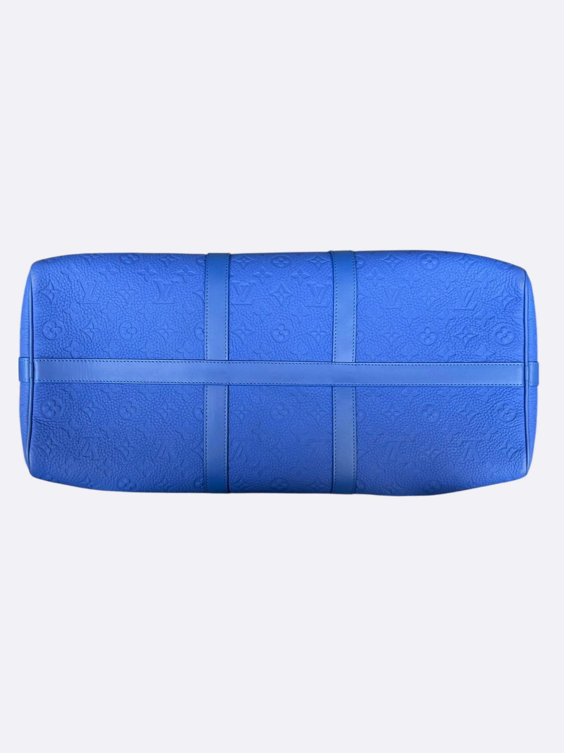 Louis Vuitton Blue Taurillon Monogram Keepall 50