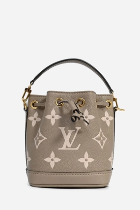Louis Vuitton Brown/Pink Leather Logo Nano 'Noe' Bucket Bag