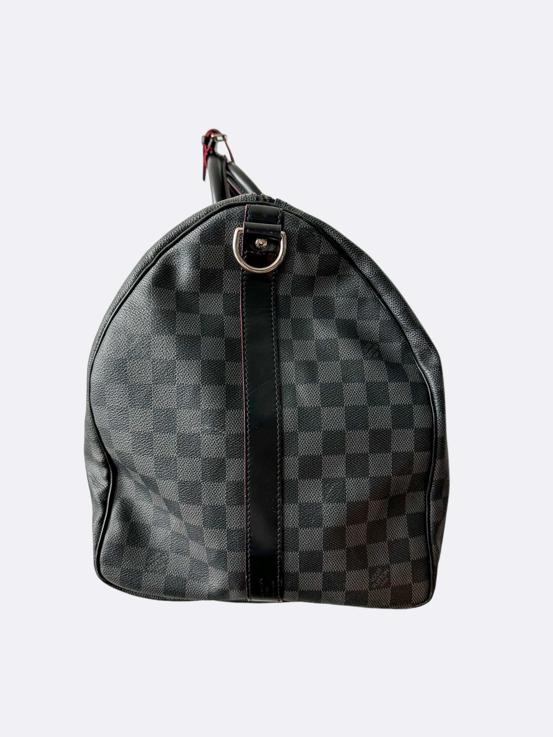 Louis Vuitton Damier Graphite Red Trim Keepall 55