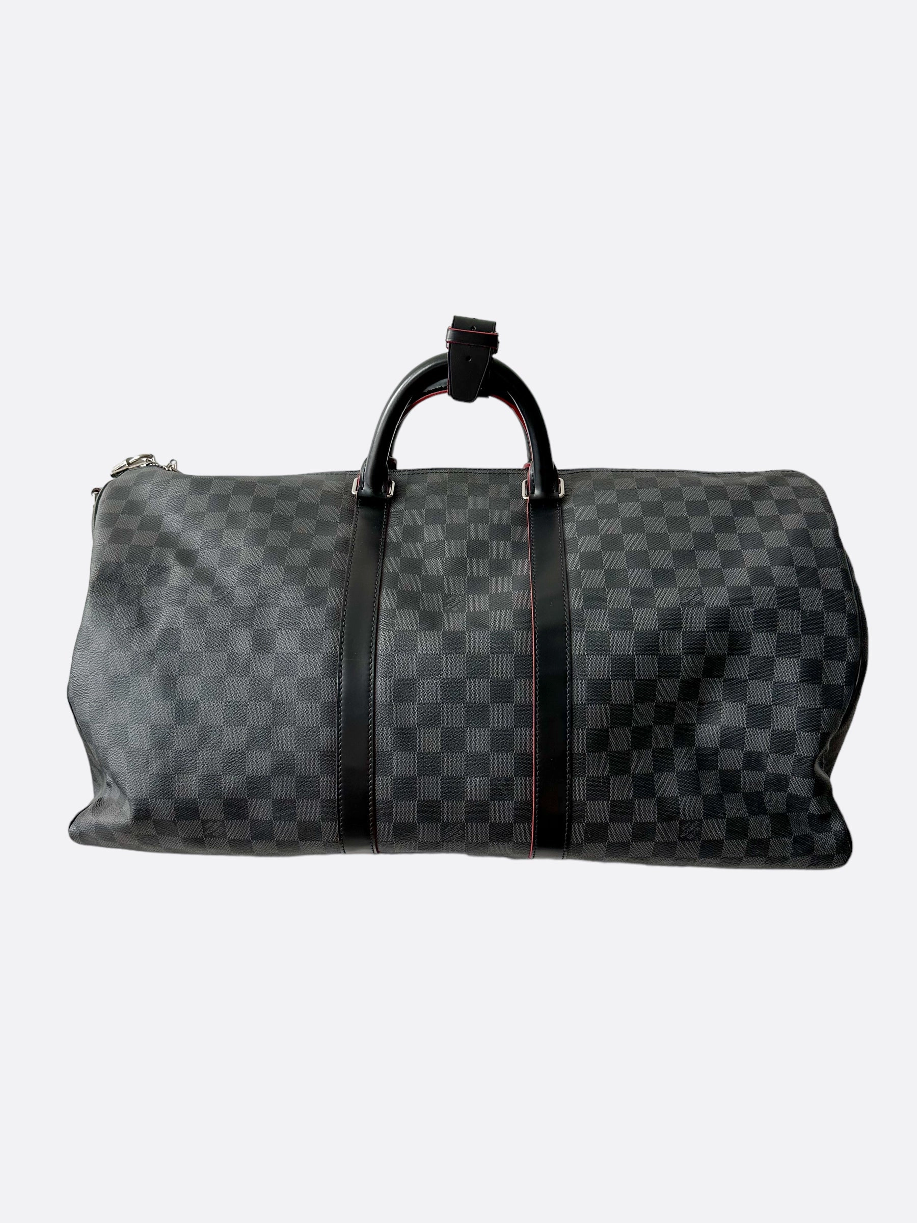 Louis Vuitton Damier Graphite Red Trim Keepall 55