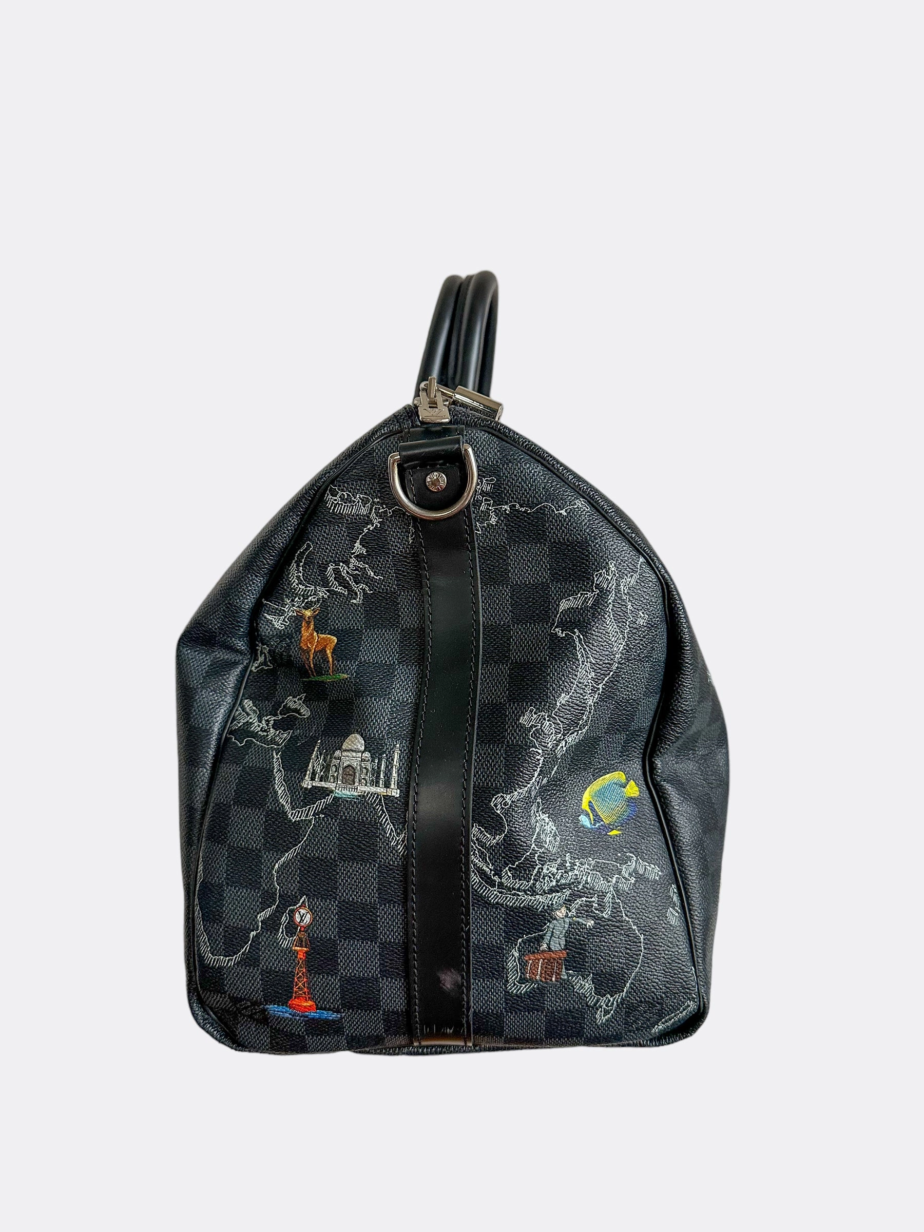Louis Vuitton Damier Graphite Renaissance Map Keepall 50