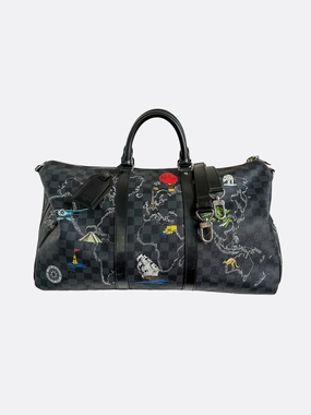 Louis Vuitton Damier Graphite Renaissance Map Keepall 50