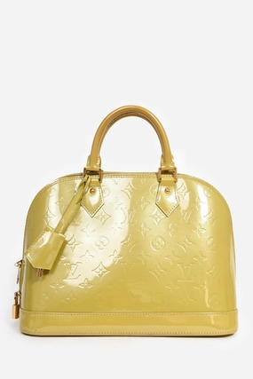 Louis Vuitton Green Monogram Vernis 'Alma' PM Top Handle (As Is)