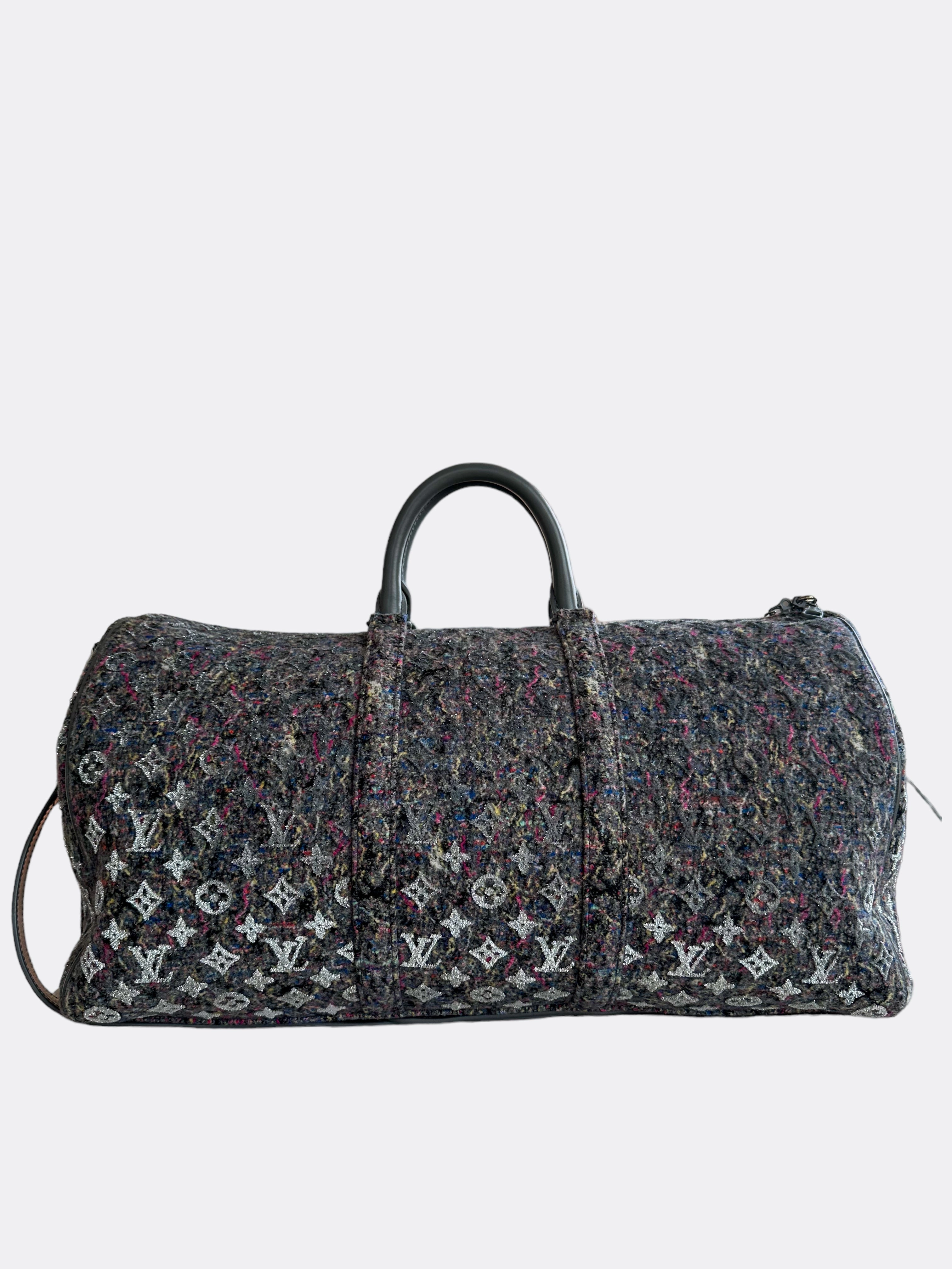 Louis Vuitton Grey & White Monogram Recycle Keepall 50