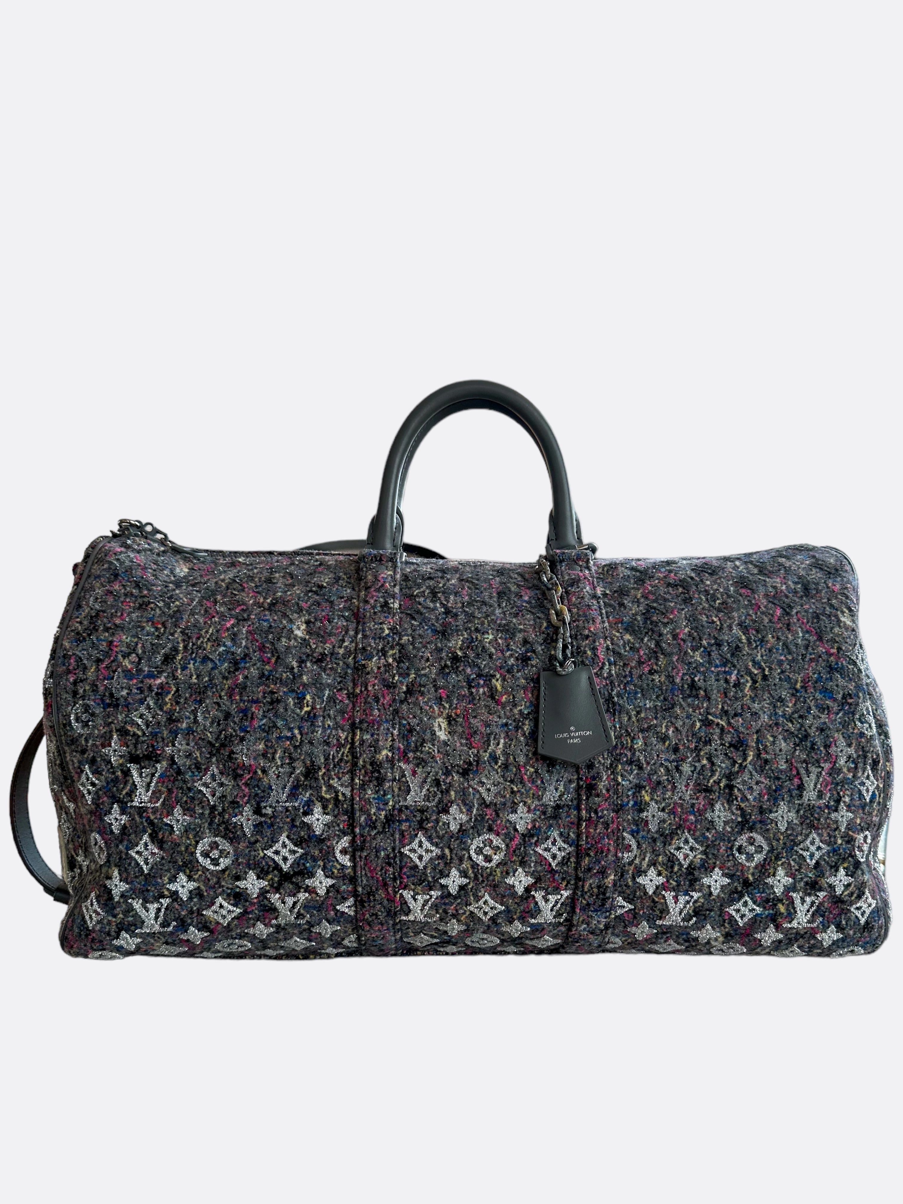 Louis Vuitton Grey & White Monogram Recycle Keepall 50