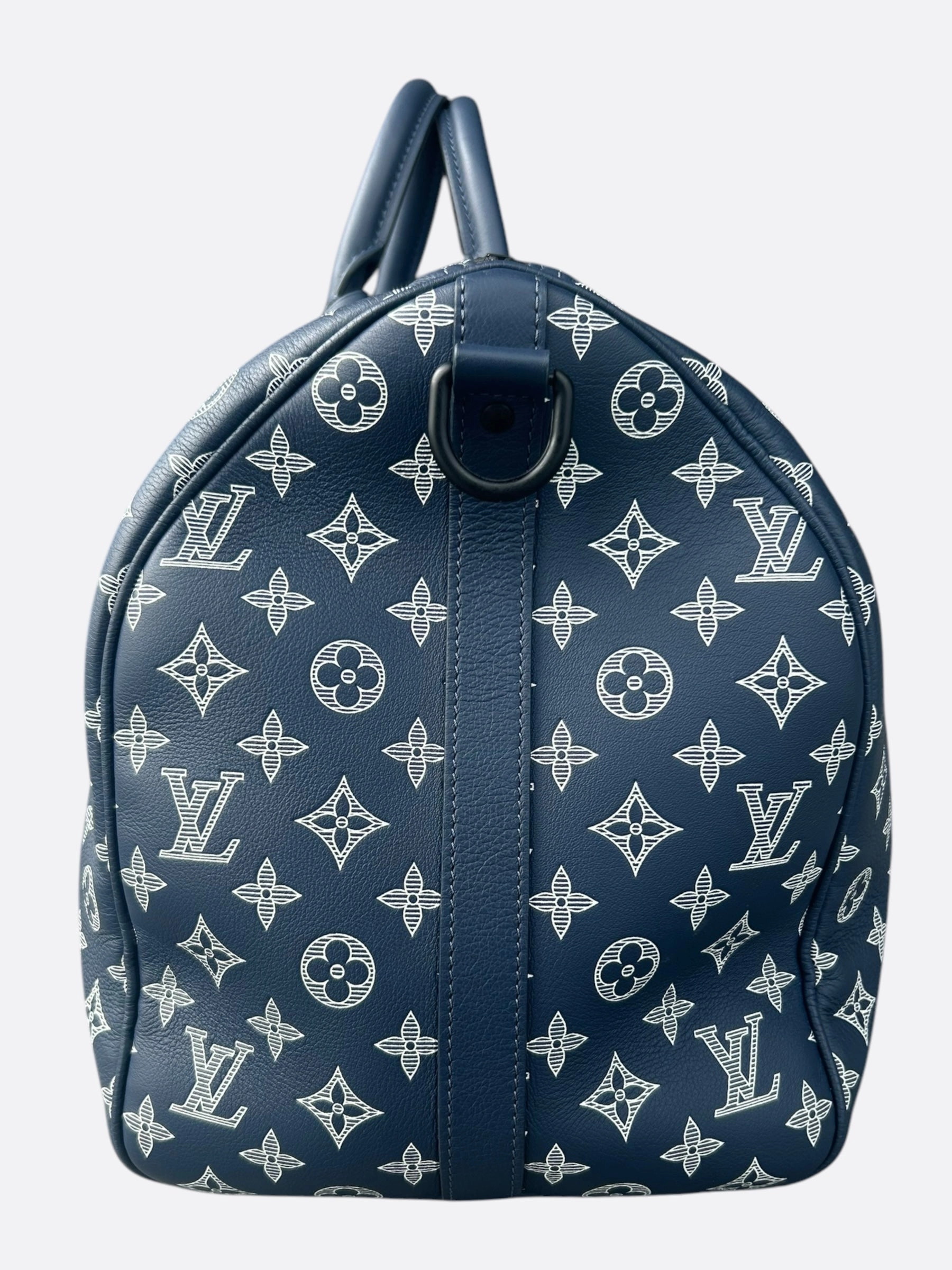 Louis Vuitton Navy & White Monogram Shadow Keepall 50