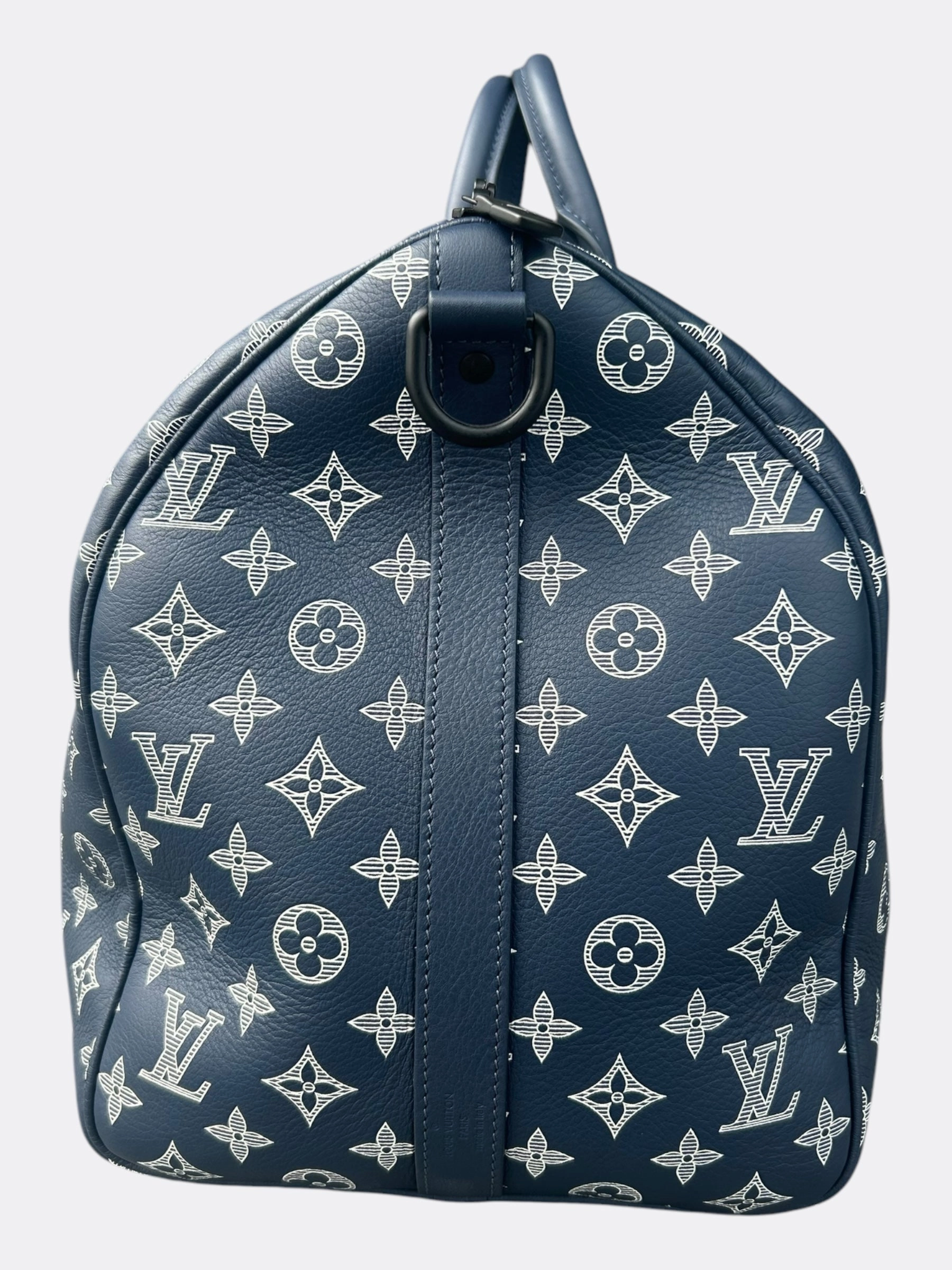 Louis Vuitton Navy & White Monogram Shadow Keepall 50