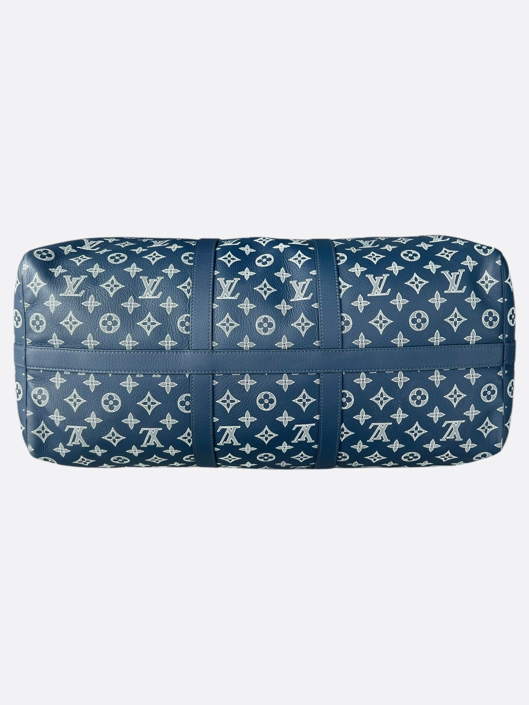 Louis Vuitton Navy & White Monogram Shadow Keepall 50