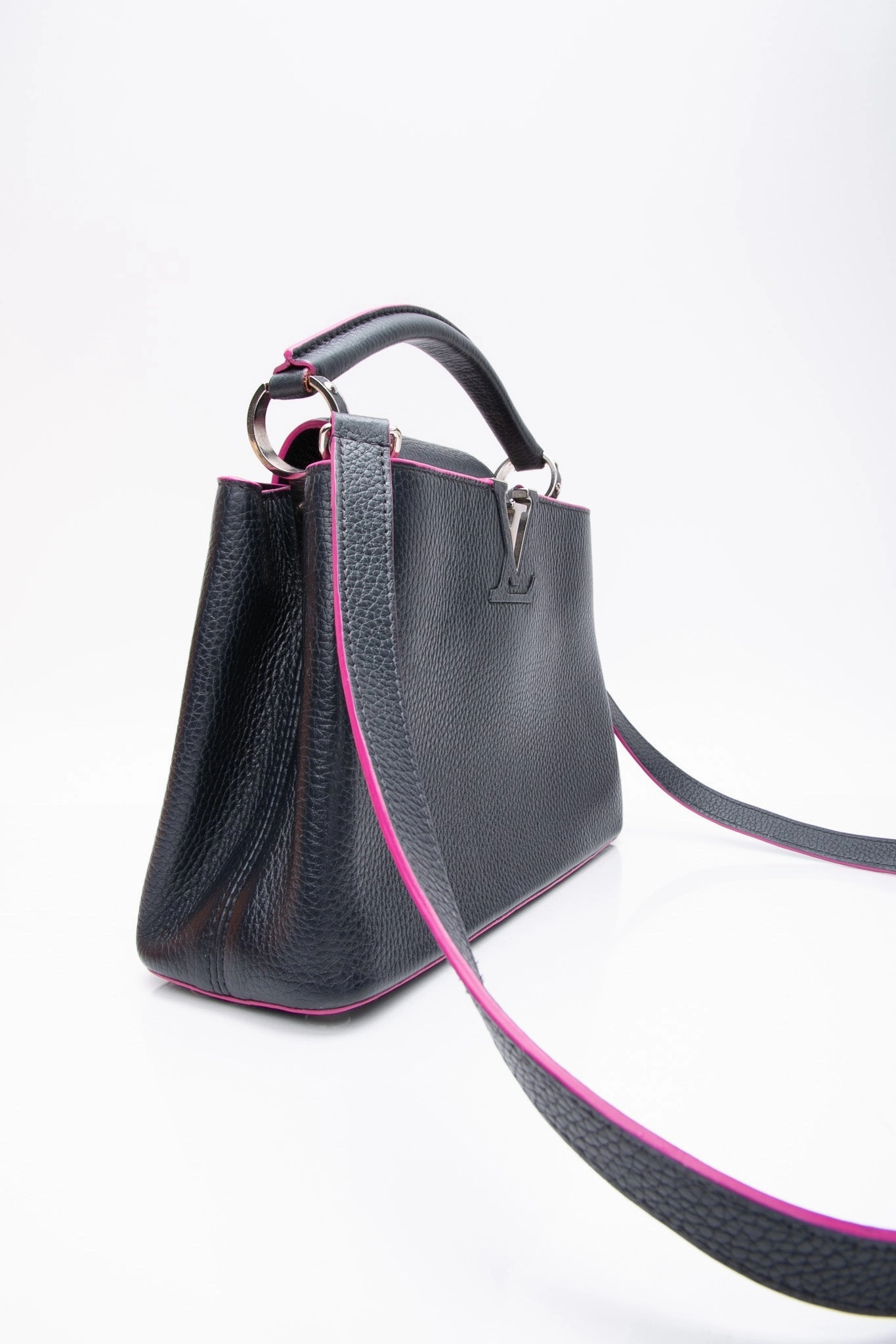 LOUIS VUITTON Navy Blue Taurillon Capucines BB Crossbody Bag