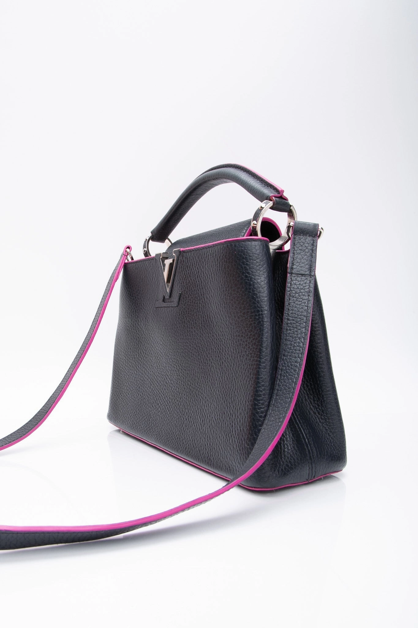 LOUIS VUITTON Navy Blue Taurillon Capucines BB Crossbody Bag
