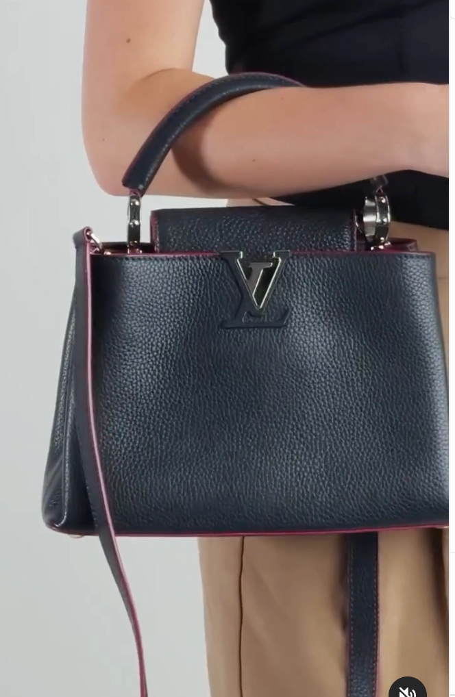 LOUIS VUITTON Navy Blue Taurillon Capucines BB Crossbody Bag