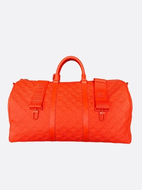 Louis Vuitton Orange Taurillon Monogram Keepall 50