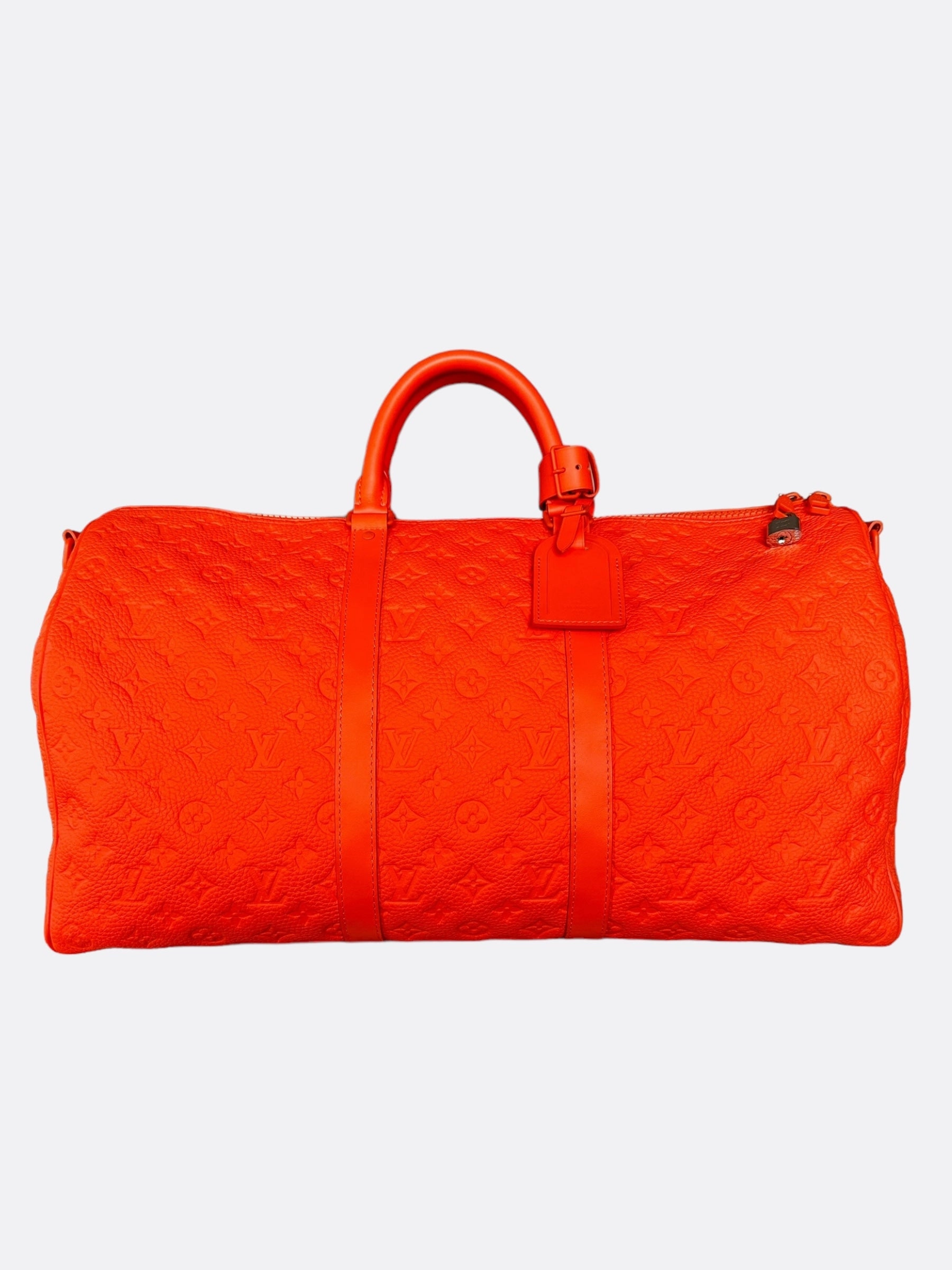 Louis Vuitton Orange Taurillon Monogram Keepall 50