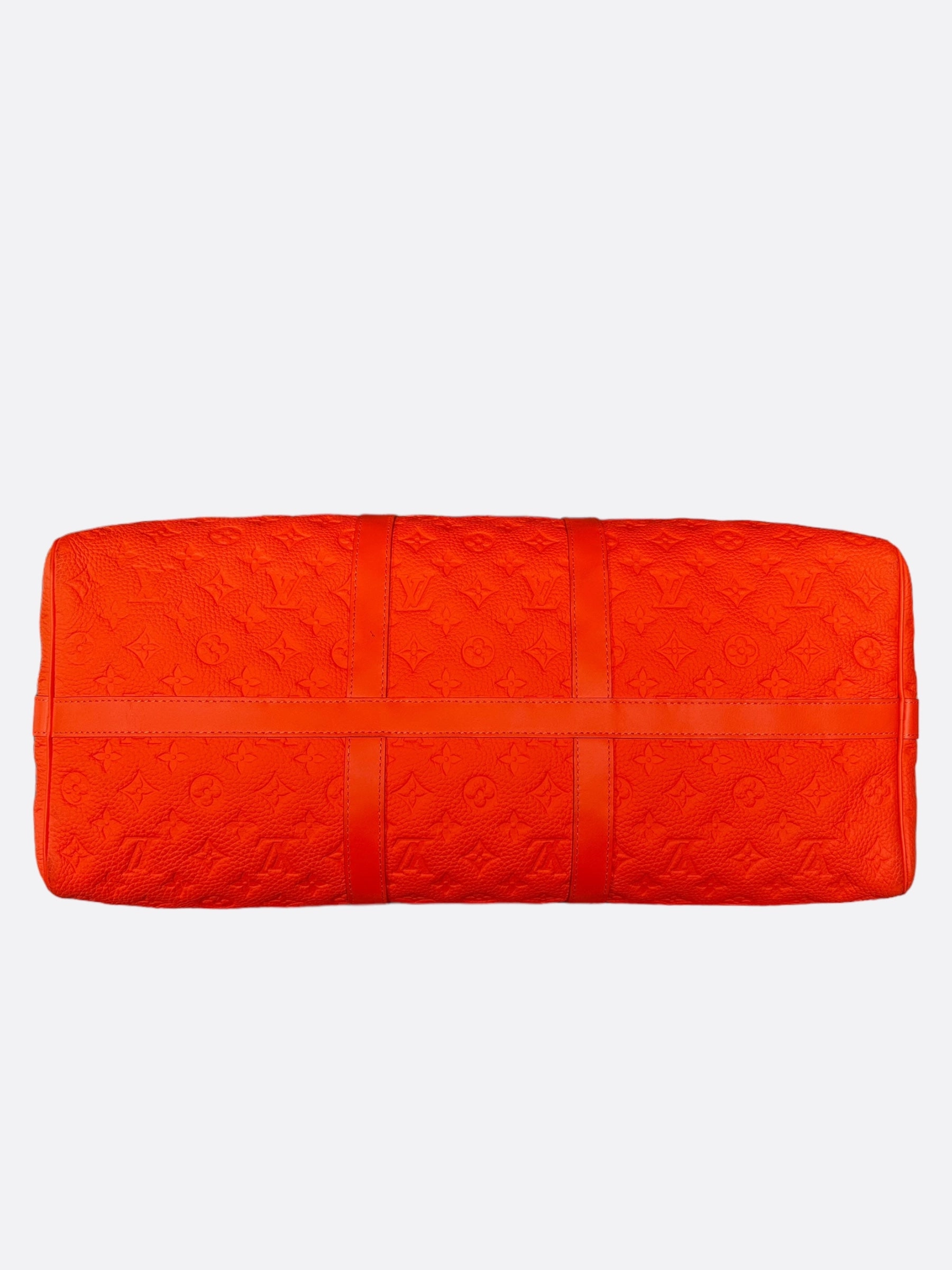 Louis Vuitton Orange Taurillon Monogram Keepall 50