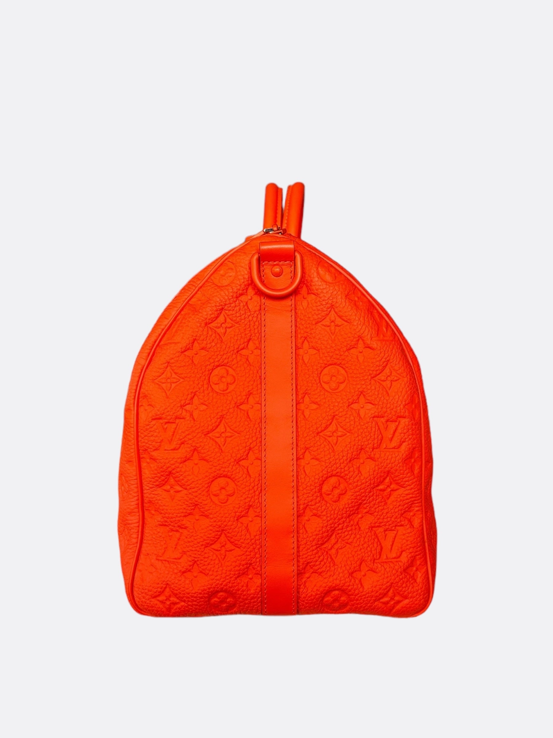 Louis Vuitton Orange Taurillon Monogram Keepall 50