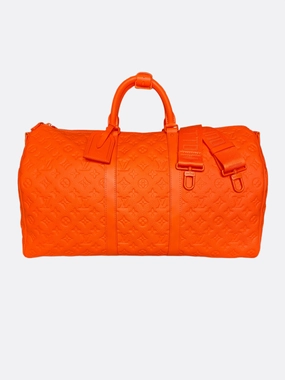 Louis Vuitton Orange Taurillon Monogram Leather Keepall 50