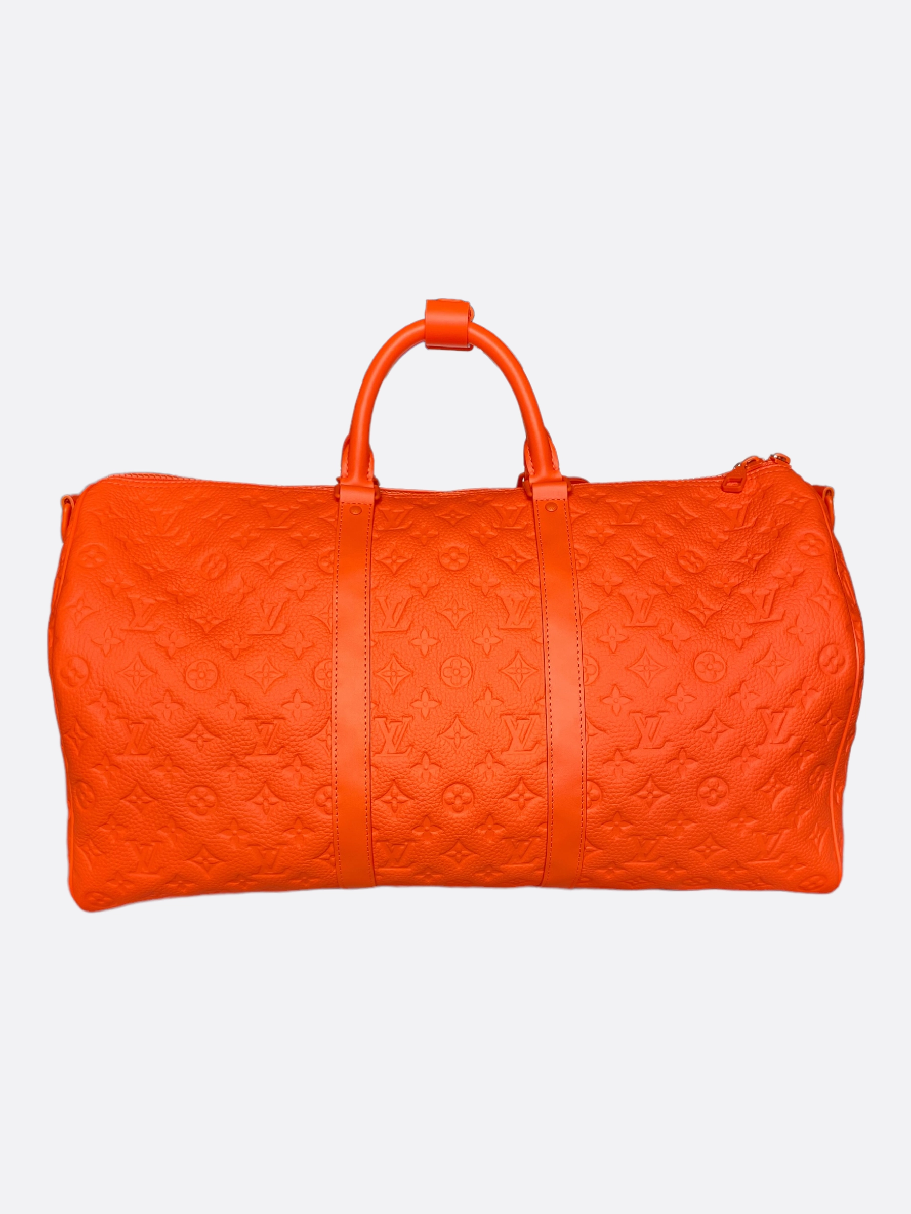 Louis Vuitton Orange Taurillon Monogram Leather Keepall 50